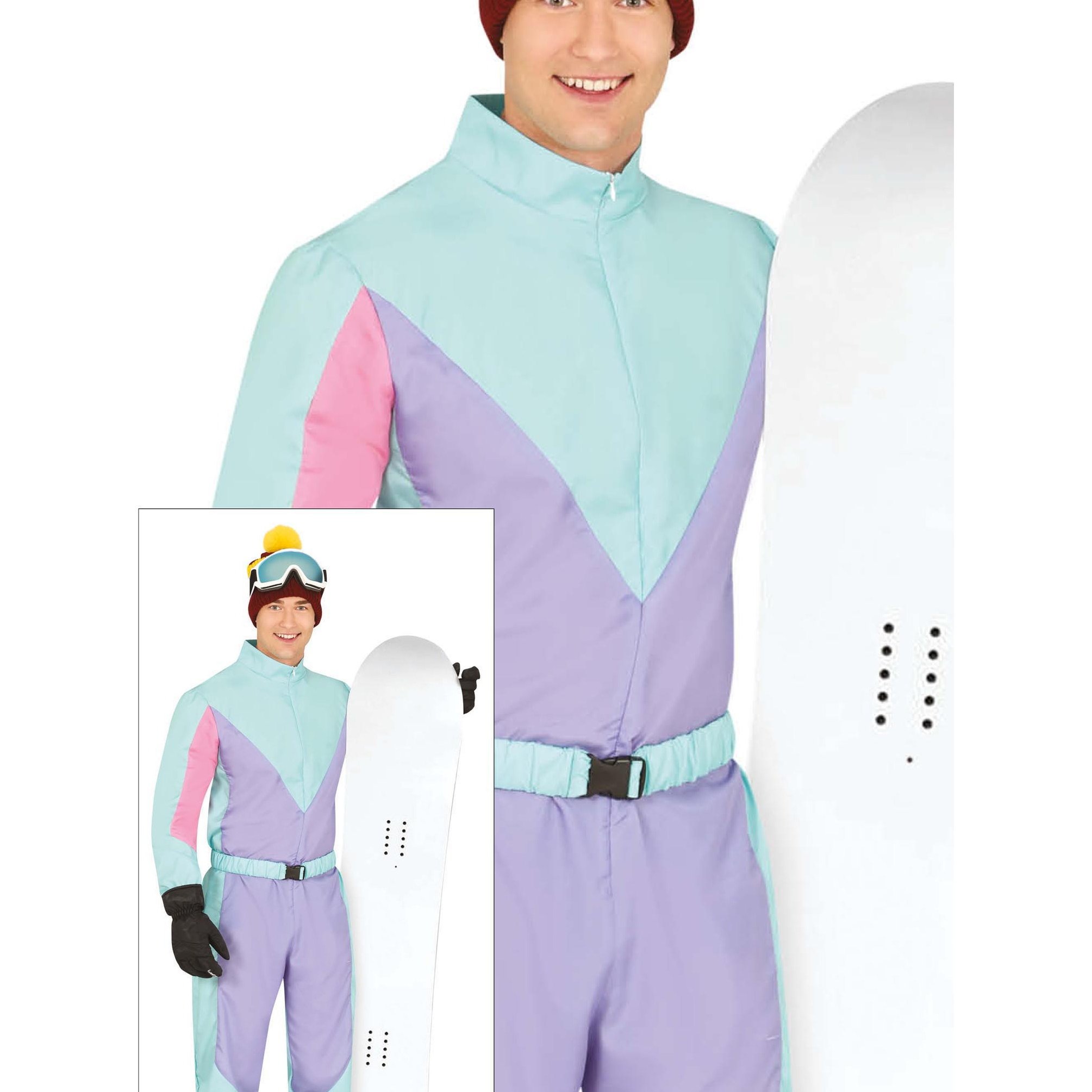 Image of Sporty 80s Carnival Retro Ski Suit Snow Outfit Popular Party Winter Ski Costume