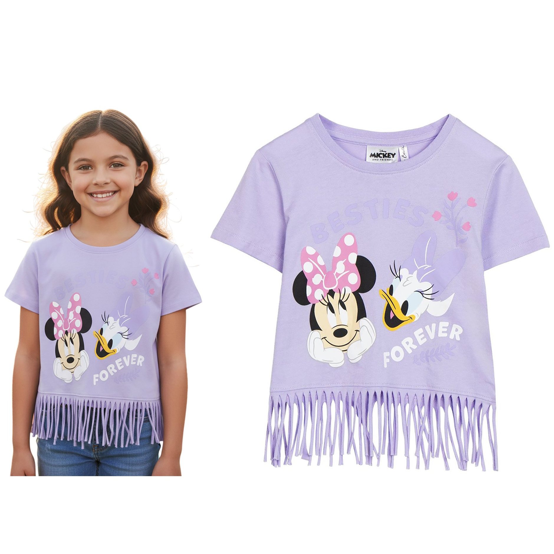 Mouse Cotton T-shirt With Summer Fringes