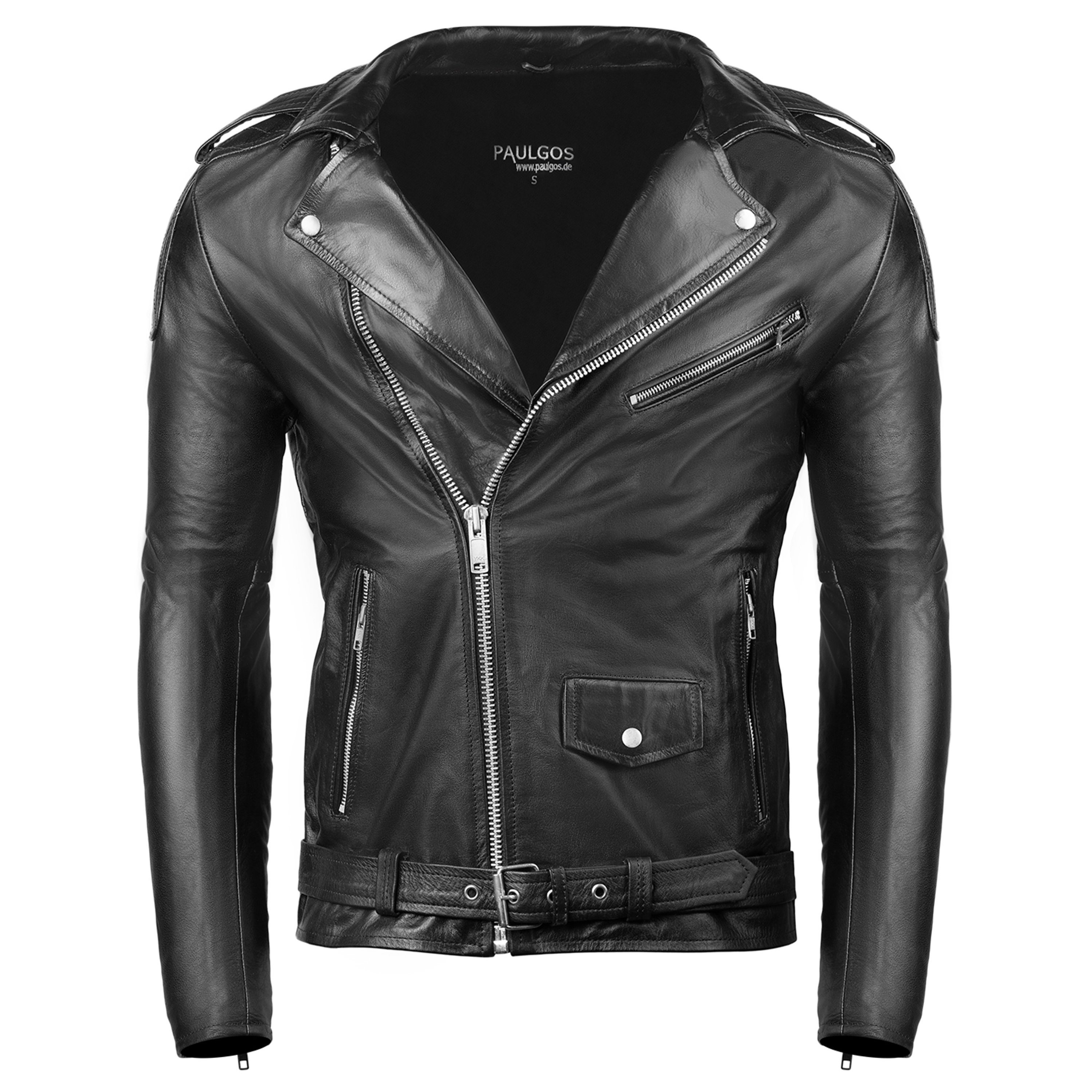 Men's Biker Leather Jacket Genuine Leather Jacket Size S-3xl