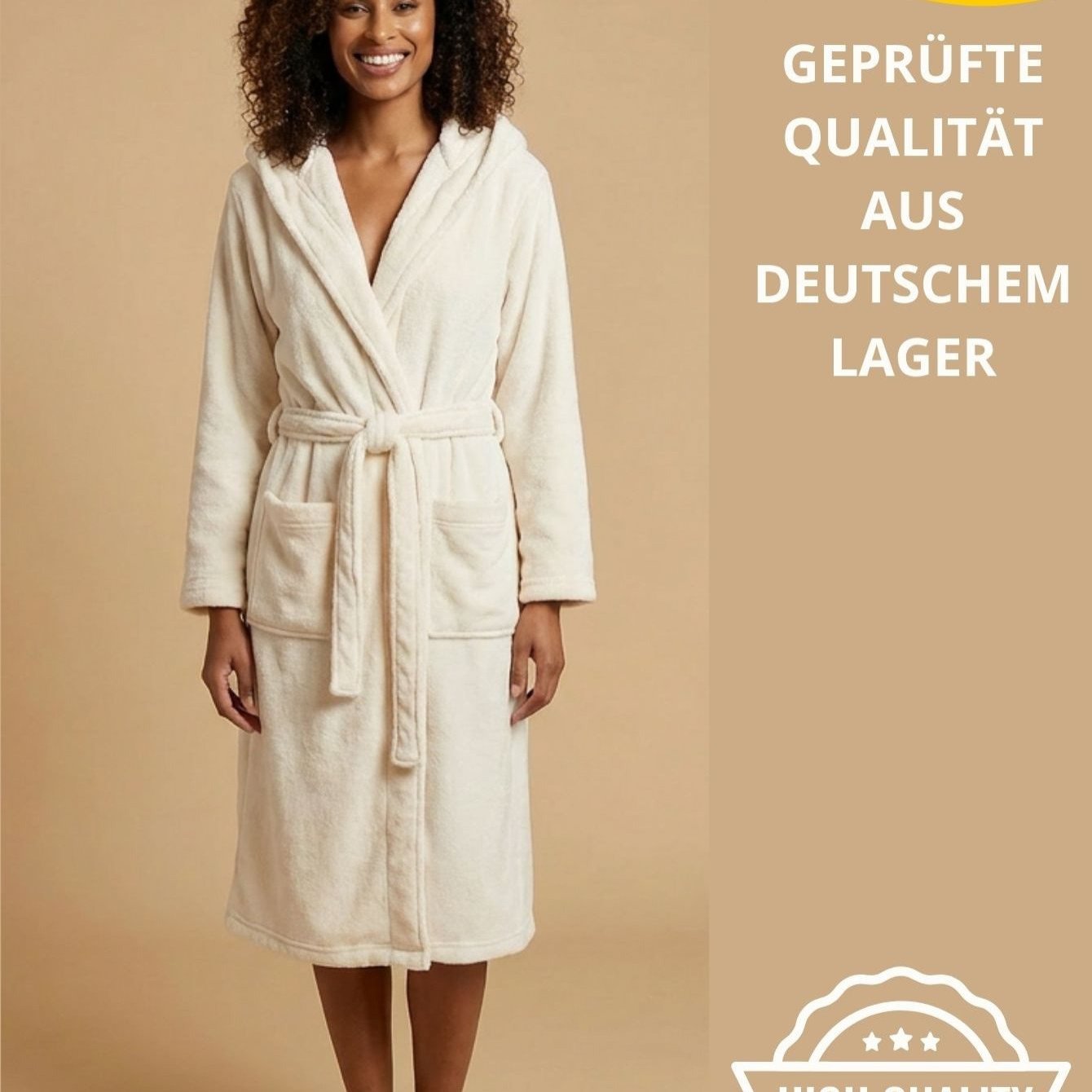 Image of Women's Hooded Bathrobe – Flannel Fleece, & Plush, Relaxed Fit, Tie Belt, 2 Pockets, Machine Washable, S//xl