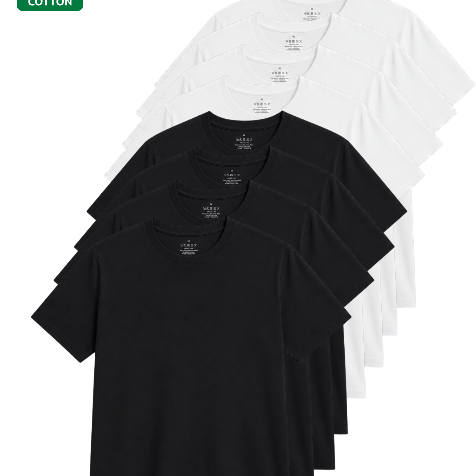 TEMU 8 Unisex T-shirts 100%, Mixed Black And White Colors, Solid Dye, Soft And Breathable Fabric, Short Sleeve For Daily Use, And Travel