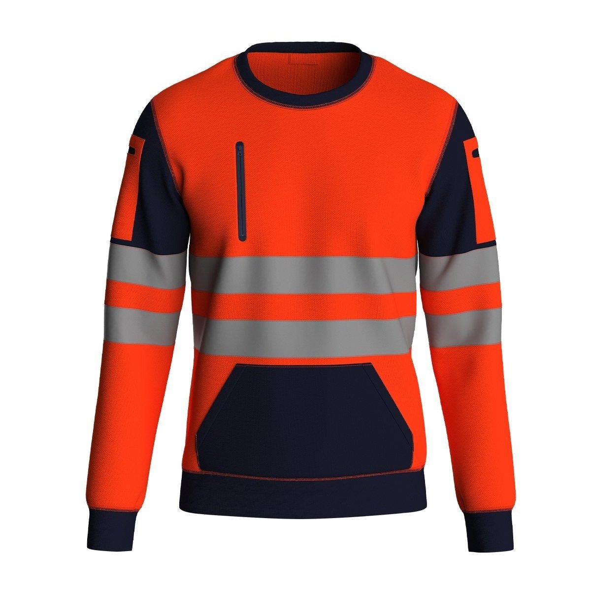 TEMU Men's Fleece Sweatshirt Crew Neck Pullover | Warm Long Sleeve Casual Outdoor Jumper | Soft Winter Top | Orange Yellow | Uk Sizes S-xxl