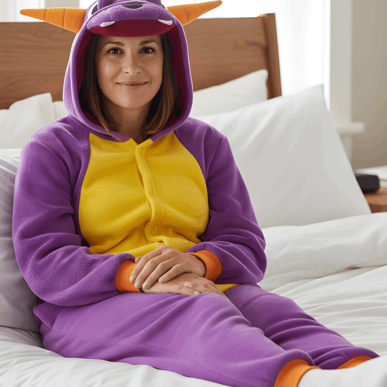 TEMU Plüsch--Schlafanzug-Kostüm Cosplay Drache mit Kapuze und , Nerd Hunters, 100 % Polyester, Herbst und Winter, Freizeit-, Party- und