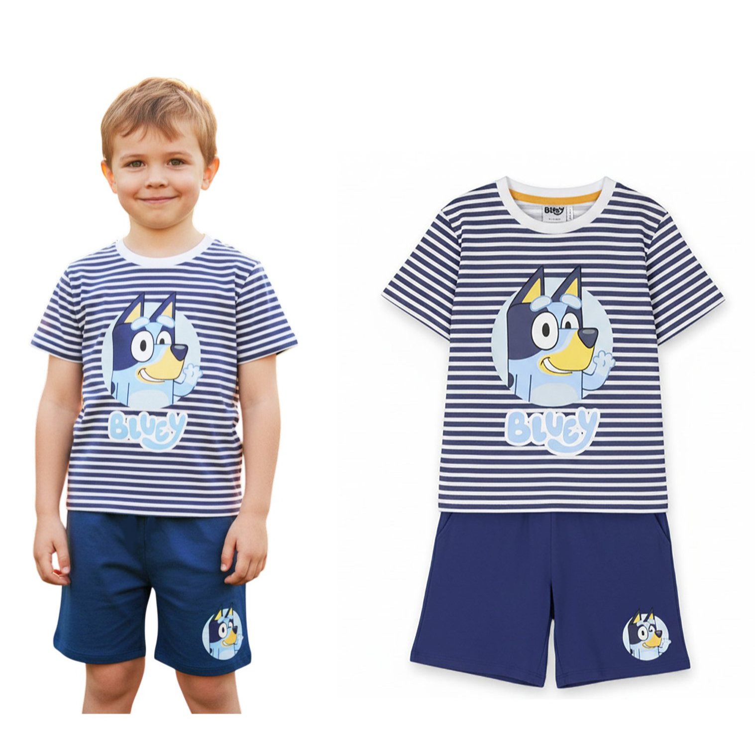 Striped 2pcs Summer And Shorts Set. Material: 100%