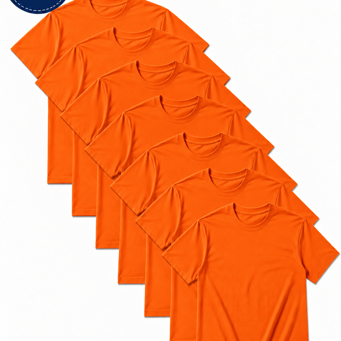 TEMU 7-pack Unisex Adult T-shirts In 100%, Solid Color, Short Sleeve, Soft, Comfortable And Breathable For Everyday