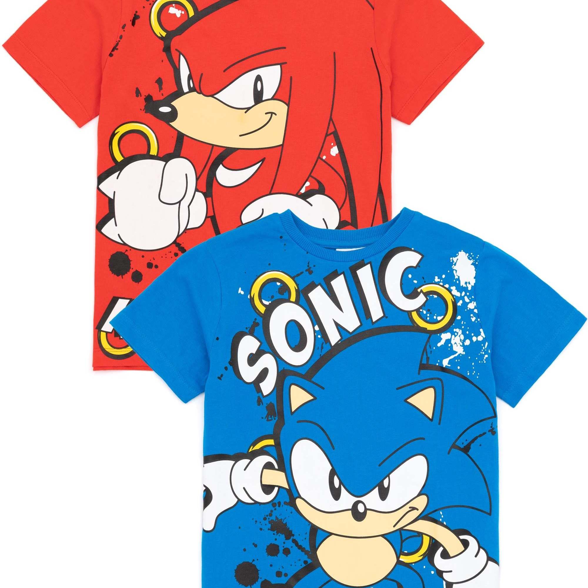 TEMU The Hedgehog Kids T-shirt Pack Of 2 | Blue And Graphic Tee For | Short Sleeve Multicoloured Multi-pack Gaming Top Set | Gamer Merchandise Gift