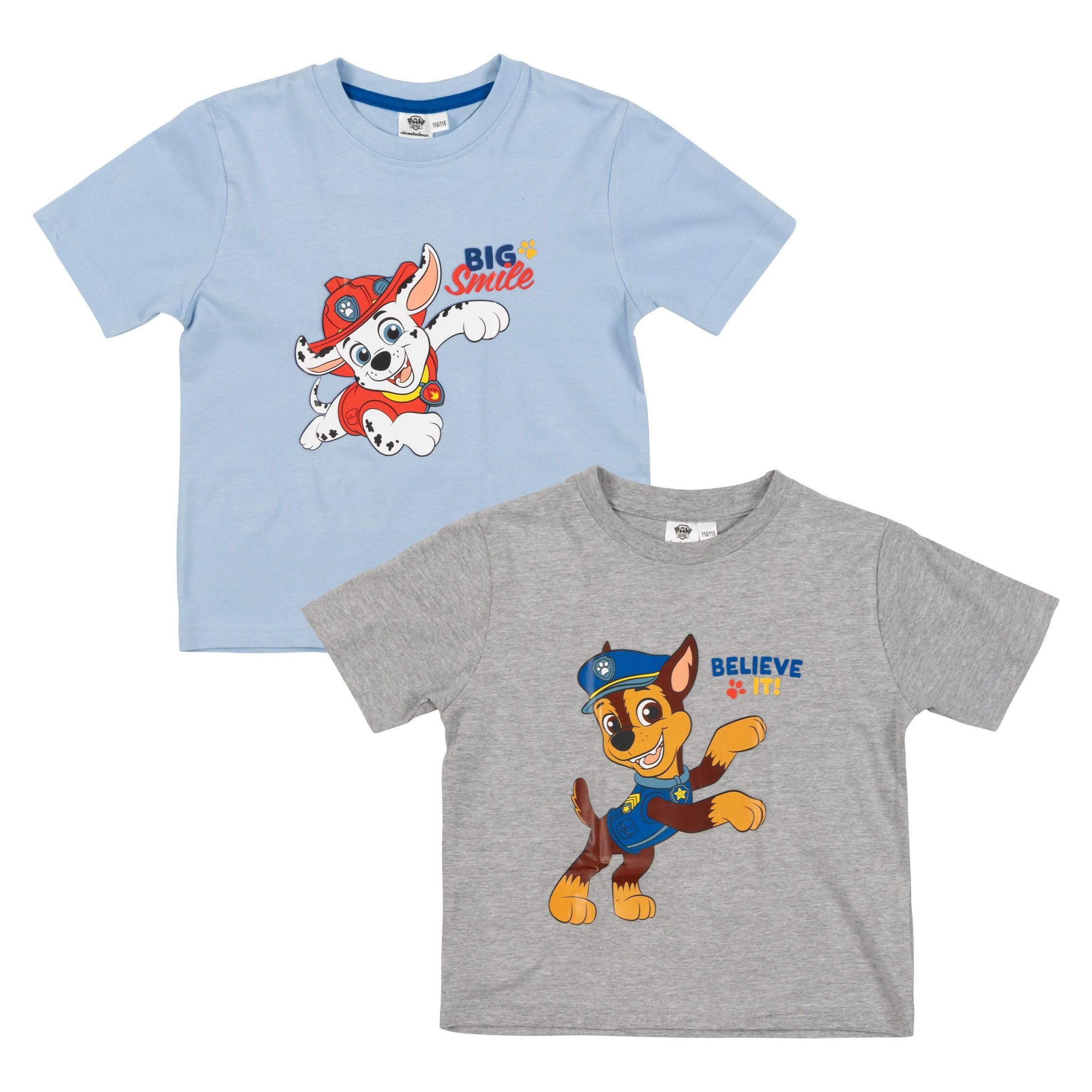 Paw T-shirt Boys Short Sleeve Top Blue/gray (2-pack)