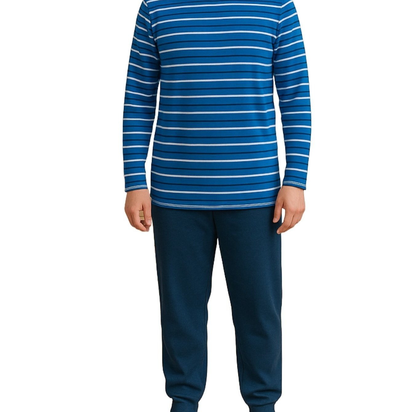 Image of Men's Long Pajama Set, Men's Nightwear, Long Nightsuit, Loungewear Made Of 100% Tones, Sizes M, L, Xl, Xxl, 3xl