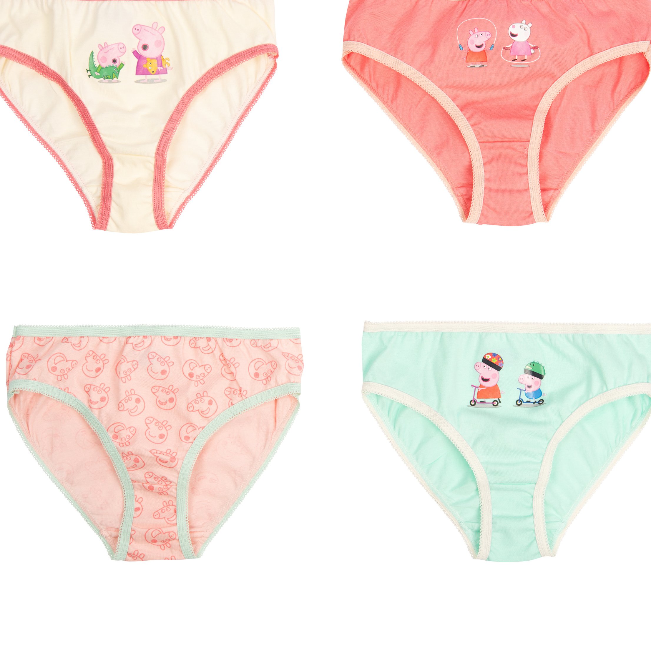 Peppa Panties For Girls Kids Slip Underwear Undergarment Multicolored Colorful (4-pack)