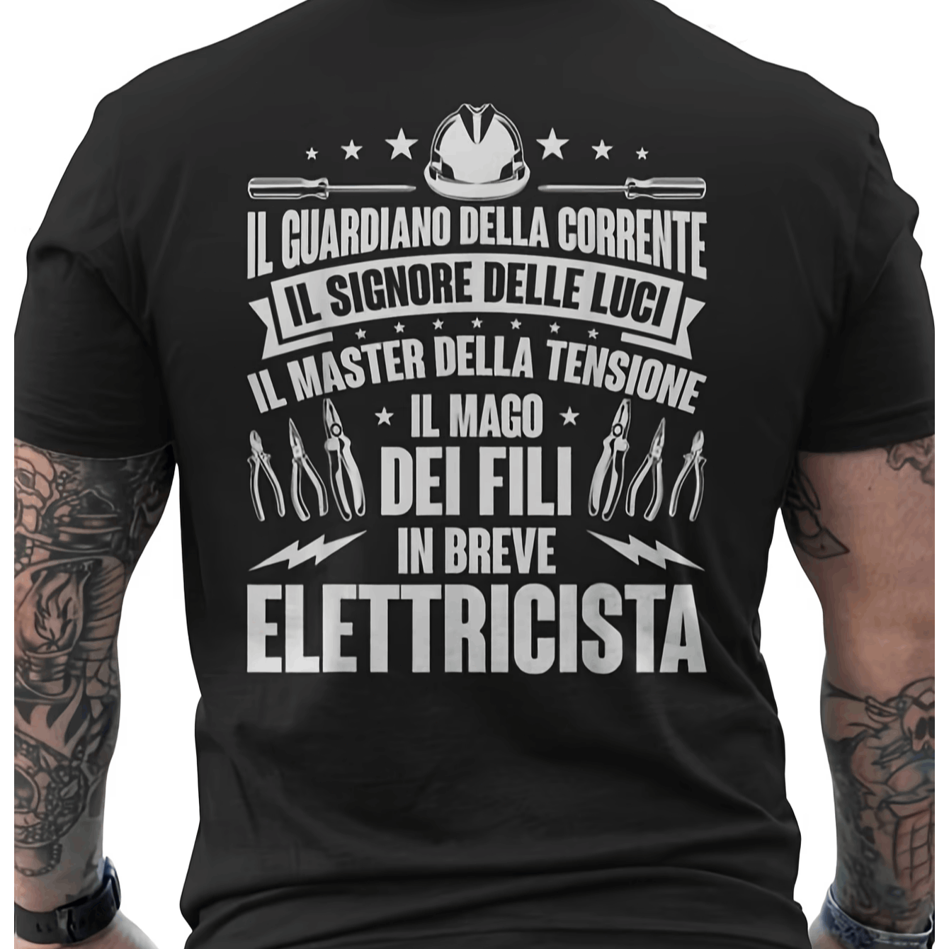 TEMU Maglietta con stampa posteriore Maestro Elettricista - Regalo , adatta a , stile casual, stampa divertente