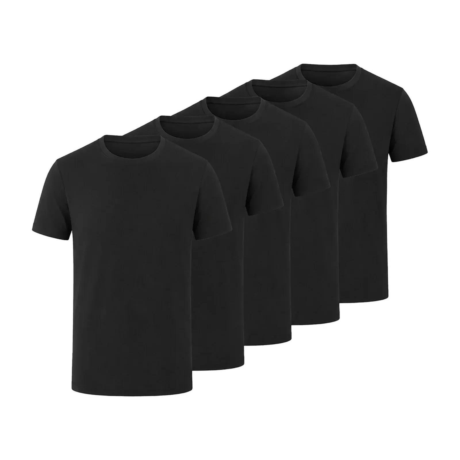 TEMU 5 Pack Men's Plain Black T-shirts 100% Cotton Short Sleeve T-shirt Work Everyday Use Plus Size 4xl 5xl