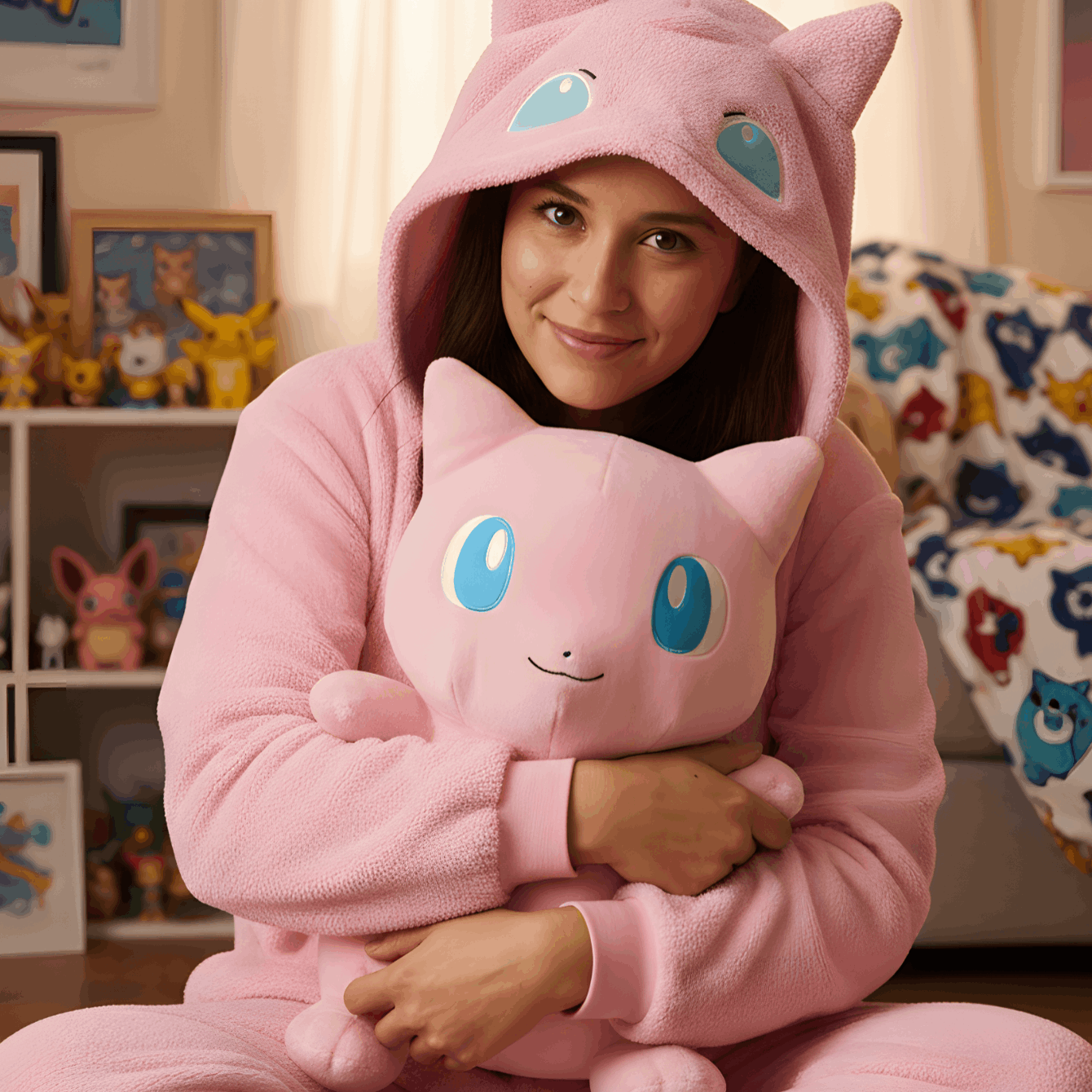 E-shop Plus Size Pajama Kostüm Cosplay Pink Cat mit Kapuze und Nerd Hunters, 100 % Polyester, Herbst und Winter, lässig, Party und Alltagsbekleidung, S