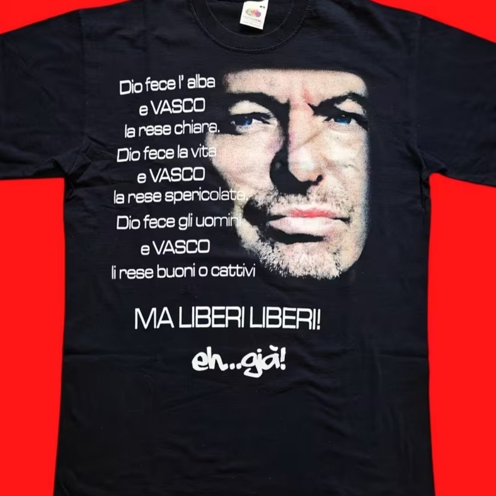 TEMU Rossi Liberi Liberi 2000 Y2k Vintage Italian Rock - Iconic Logo Printed, Size S (eu/), Casual T-shirt For Concerts & Casual Wear, Merchandise