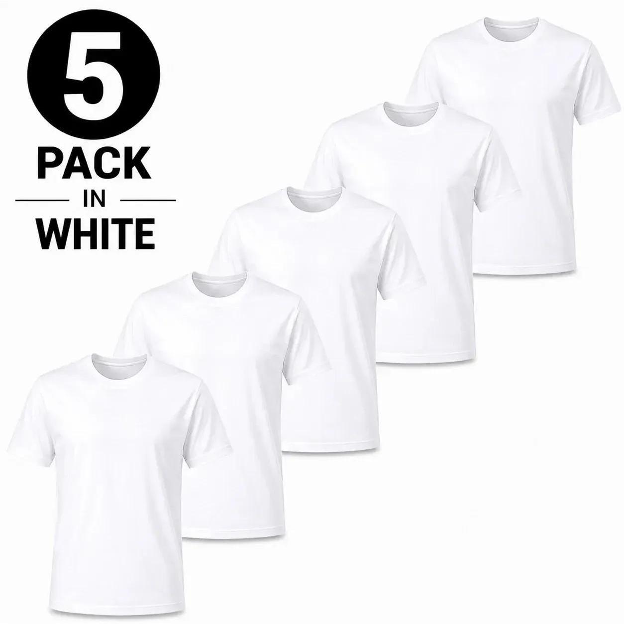 TEMU 5 Pack Mens Plain T-shirts Super Soft 100% Cotton Lightweight Breathable Solid Short Sleeves Durable Fit And Daily Casual Tee Crew Neck Suitable