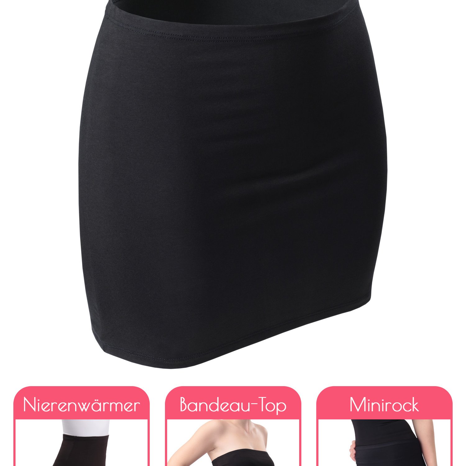TEMU Women's Variotube Kidney Warmer - 3-in-1 Bandeau Top, Shirt Extender & Mini Skirt - Versatile Layered Look - Shape Retaining &