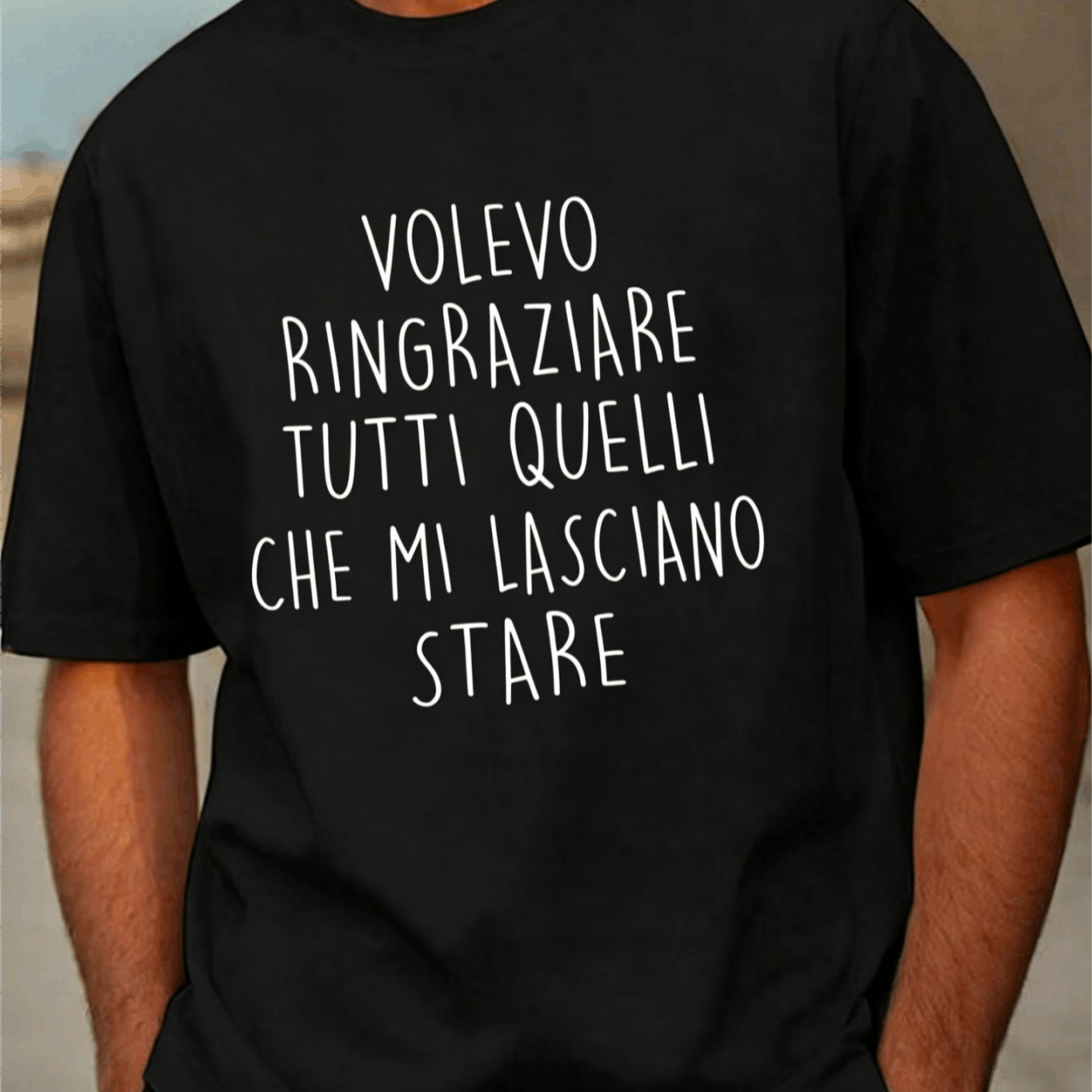 TEMU T-shirt da qualit�, design con italiana divertente "Volevo ringraziare tutti che mi lasciano stare", abbigliamento casual e trendy, perfetta per