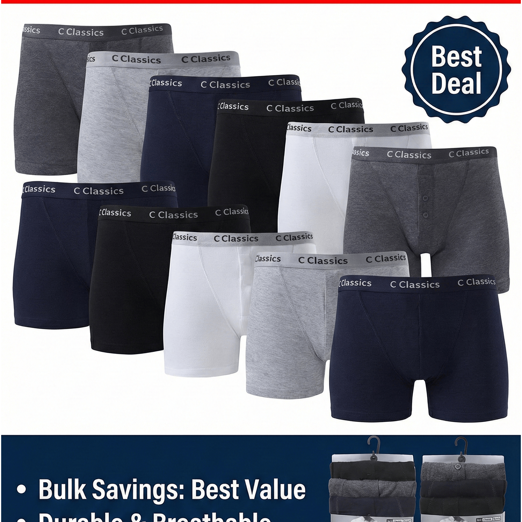 TEMU 6-pack Men' Color Boxer Briefs, Comfortable Stretch Trunks, For Sports Or Wear