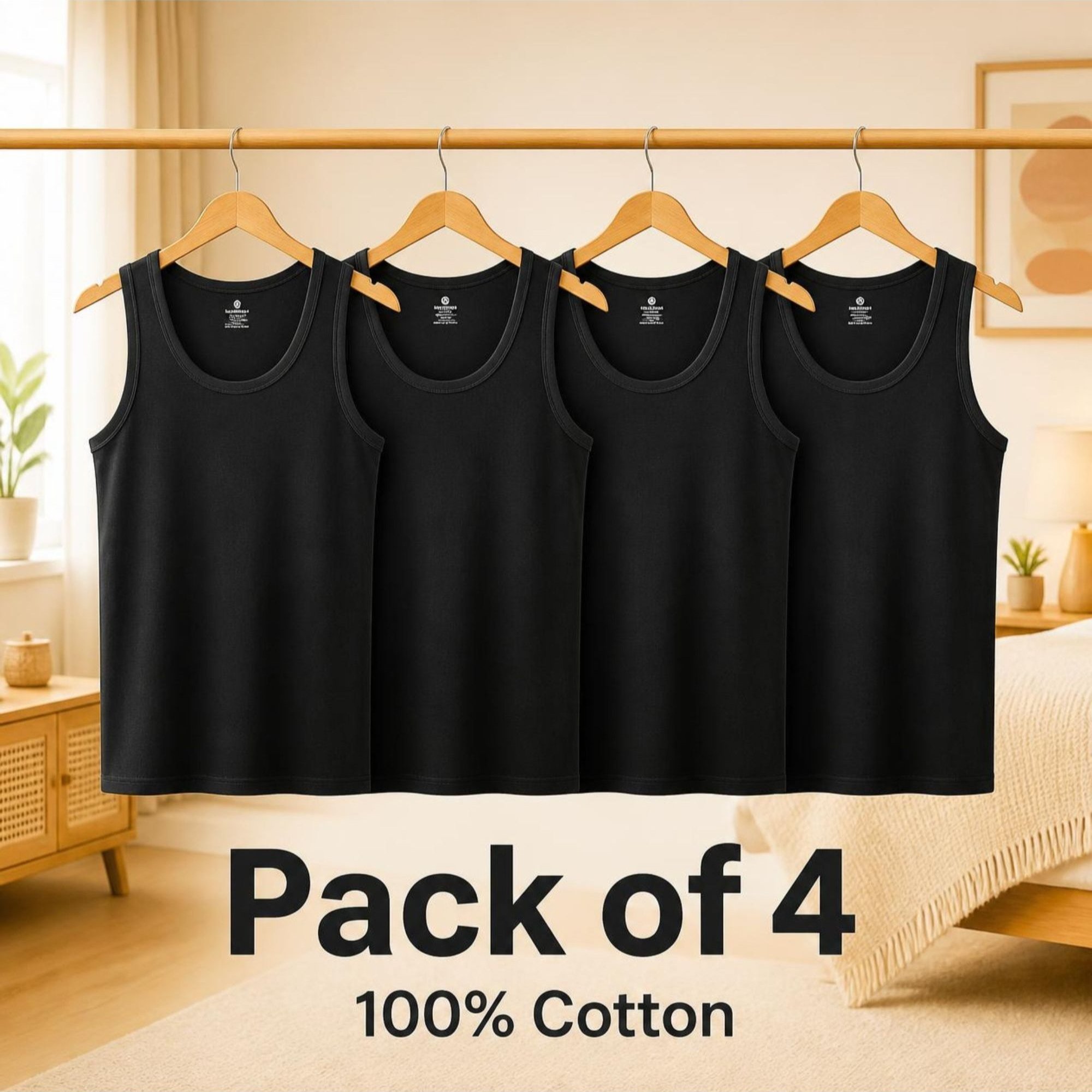 TEMU 4 Pcs Mens Vest Sleeveless Undershirt For Gym Vests Plain For Everyday Athletic Wear Pack Of 4