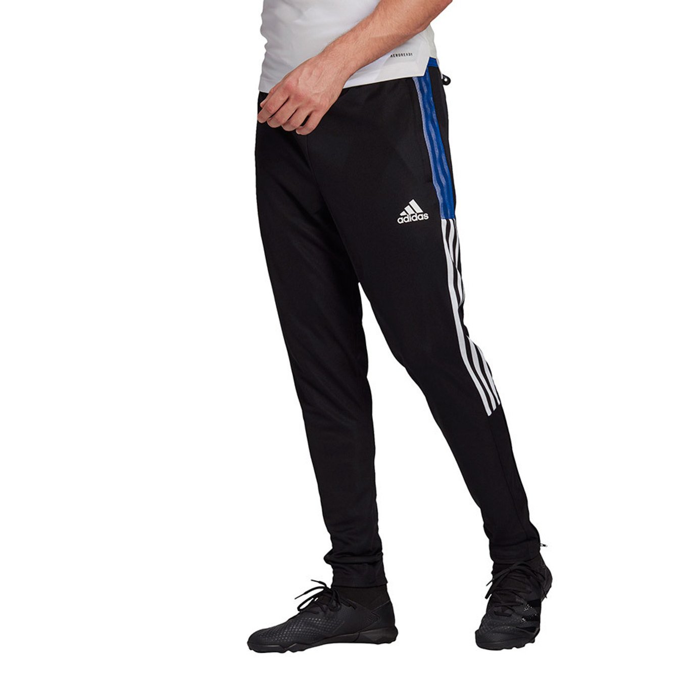 Image of Men's Track Black Training Football Pants With Zip Pockets And Leg Cuffs For Everyday Use.