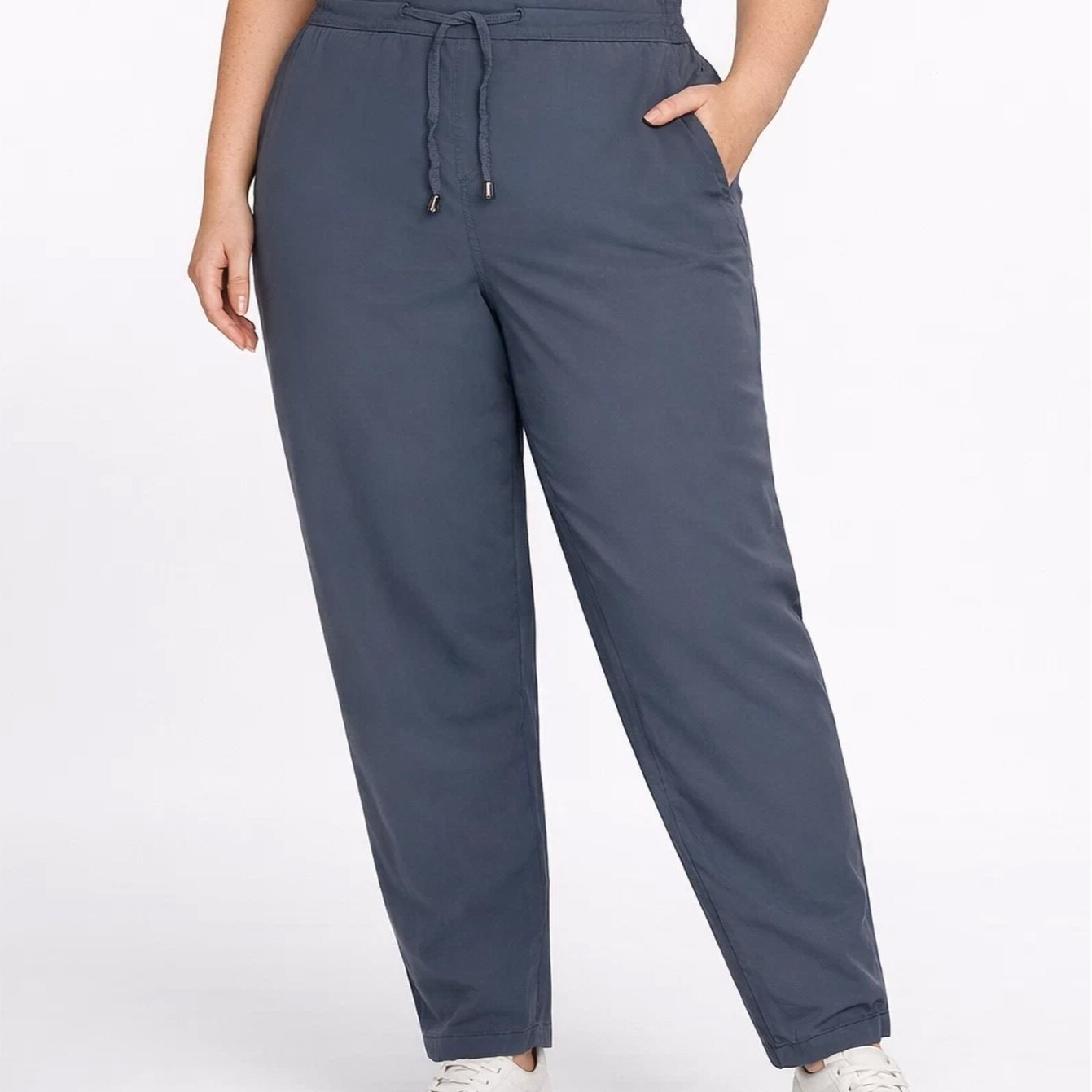 TEMU Women's Plus Size Elastic Waist Drawstring Trousers Casual Loose Fit Lightweight Summer Pants Comfortable Stretch Pull On Lounge Tapered Leg