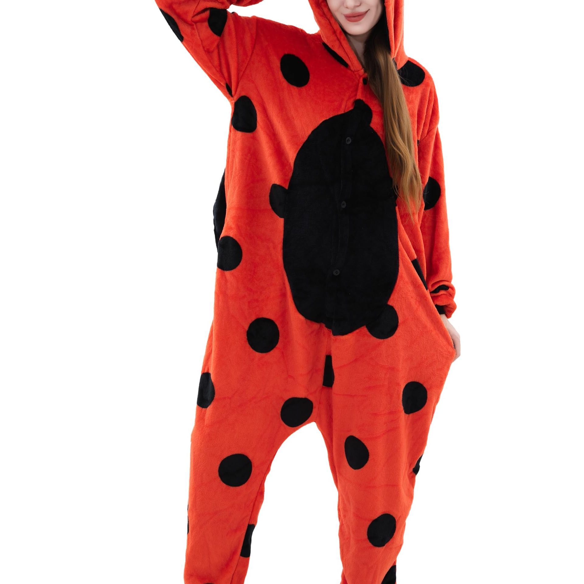 28 Ladybug Costume For Women, Men, Adults, Carnival, Mardi Gras, Halloween Onesie, Full-body Jumpsuit, , Carnival Costume, Mardi Gras Costume, Animal Costumes, Plush Costumes
