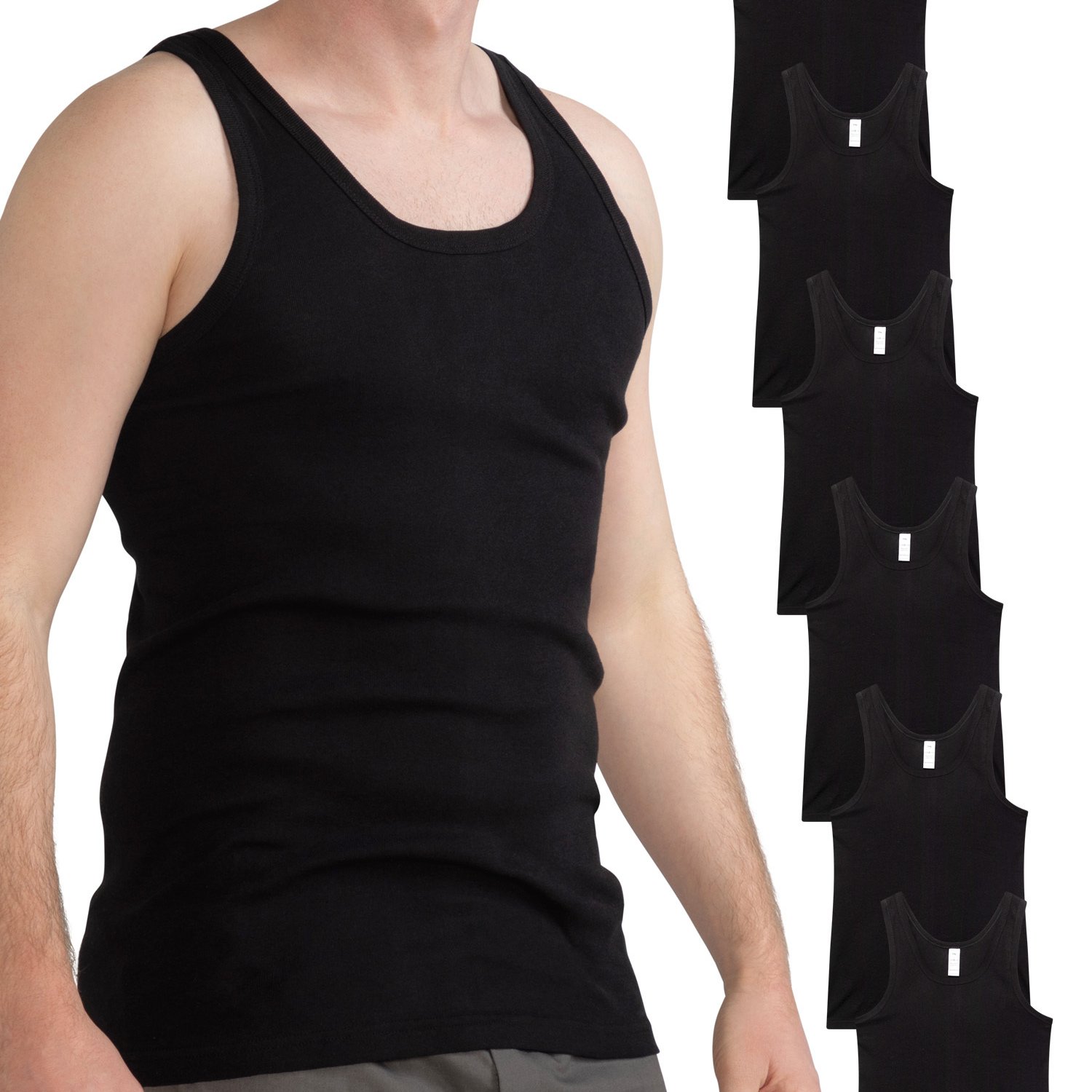 Men's Tank -pack –undershirts Fine Rib Or Double Rib, Sleeveless & Comfortable