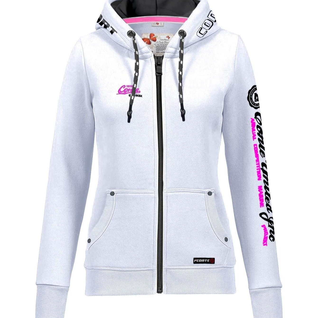 Image of M. Rachel Women's Hoodie Sweater Sweat Shirt Jacket Xl White Black Pink With Hood