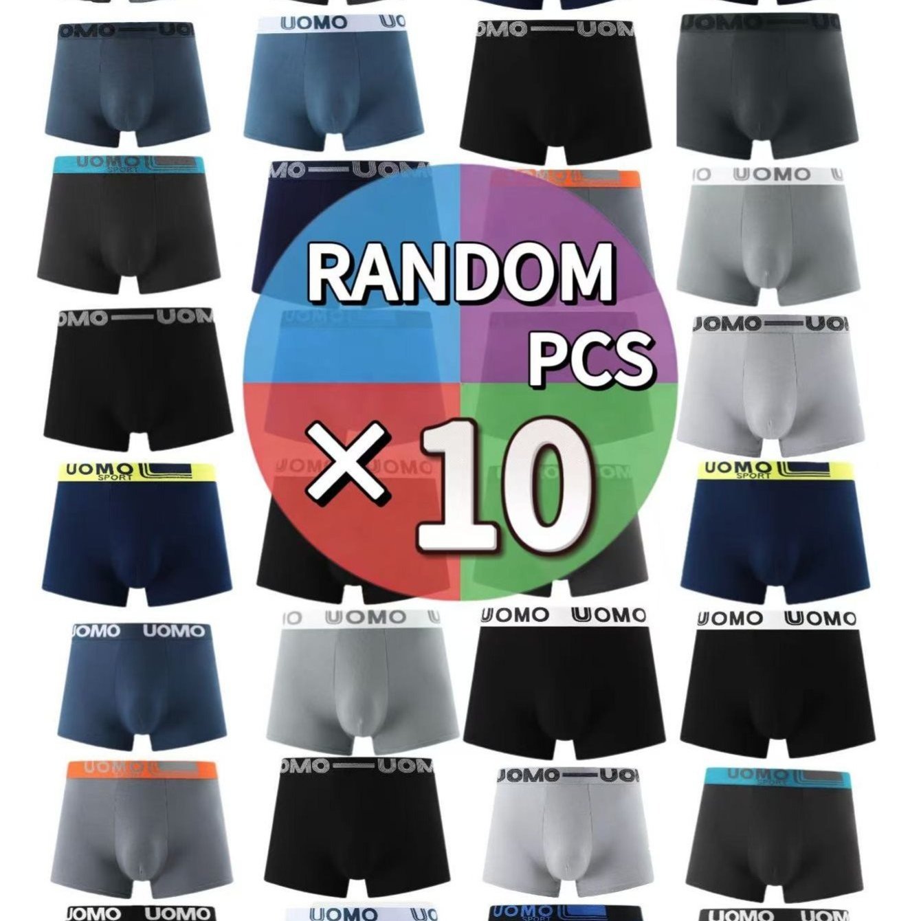 TEMU Lot de 10 Boxers Homme en Couleurs – Pack Économique, Coloris et Ceintures Aléatoires | Sous-vêtements , Respirants et Élastiques, Coupe Moderne