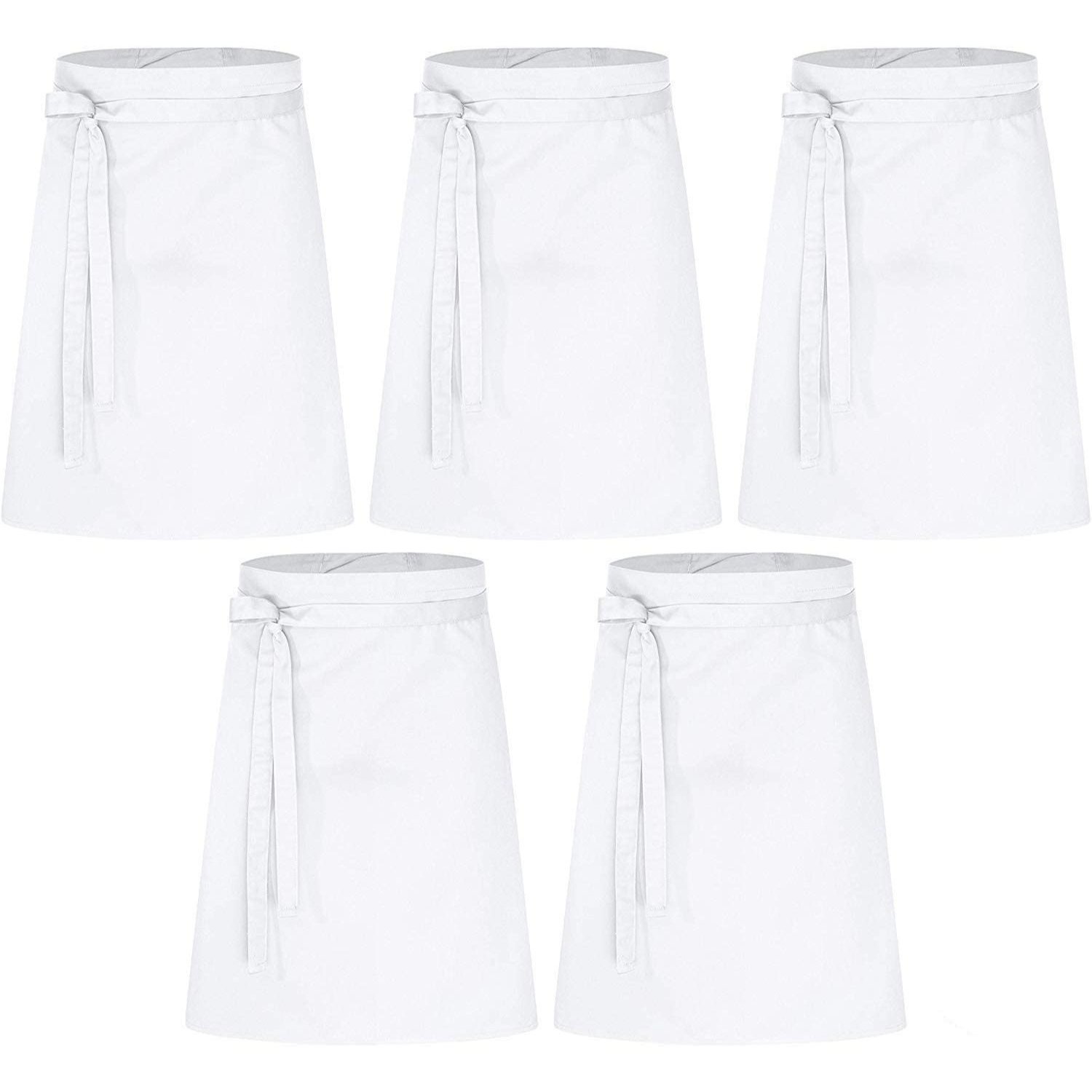 Image of Desermo 5-piece Set Lightweight Aprons 60x80cm (lxw) Protects From Hip To Knee | Apron For | High-quality Cooking Apron | 190g/m² (white)