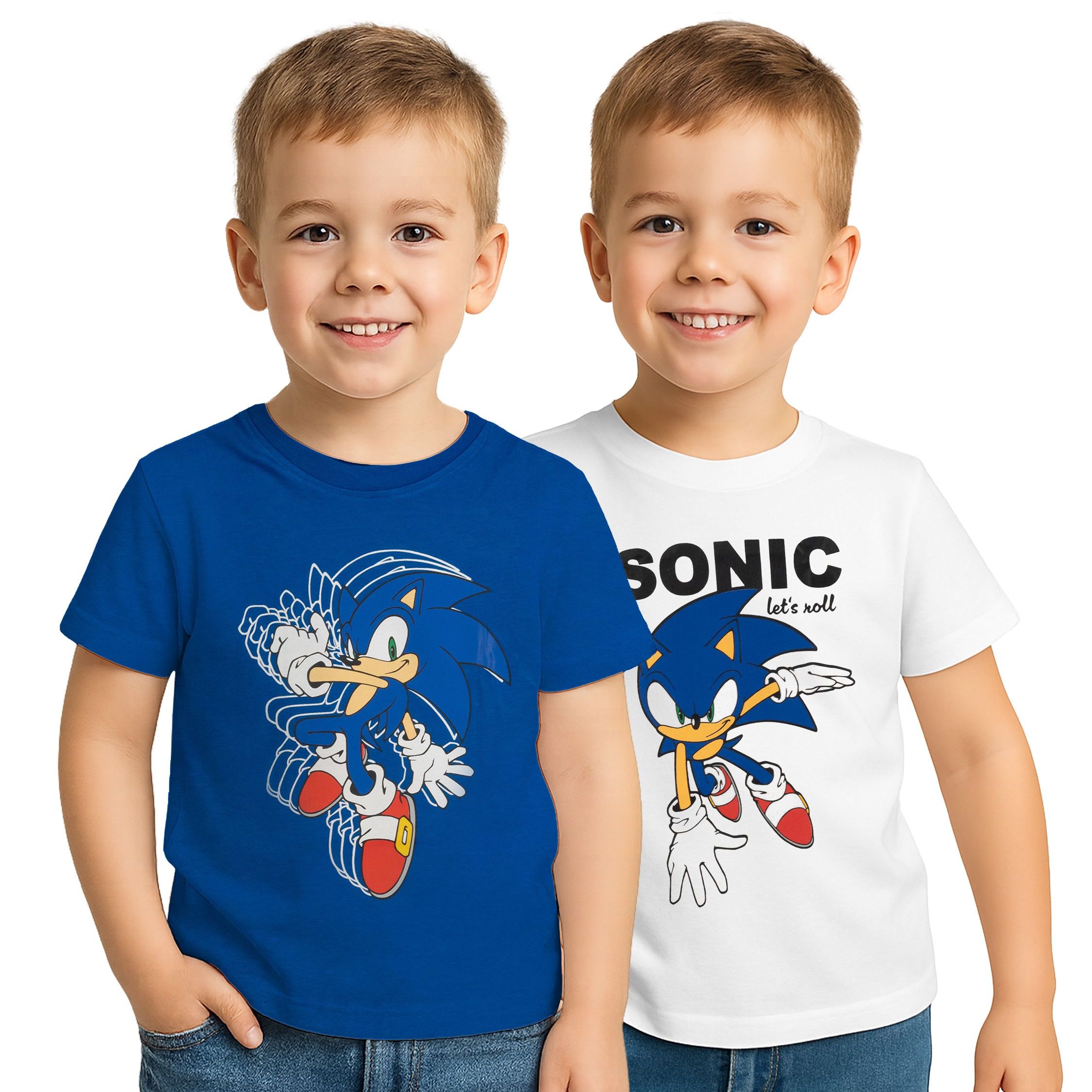 The Hedgehog Kids T-shirt Boys Short Sleeve Blue/white (2-pack)