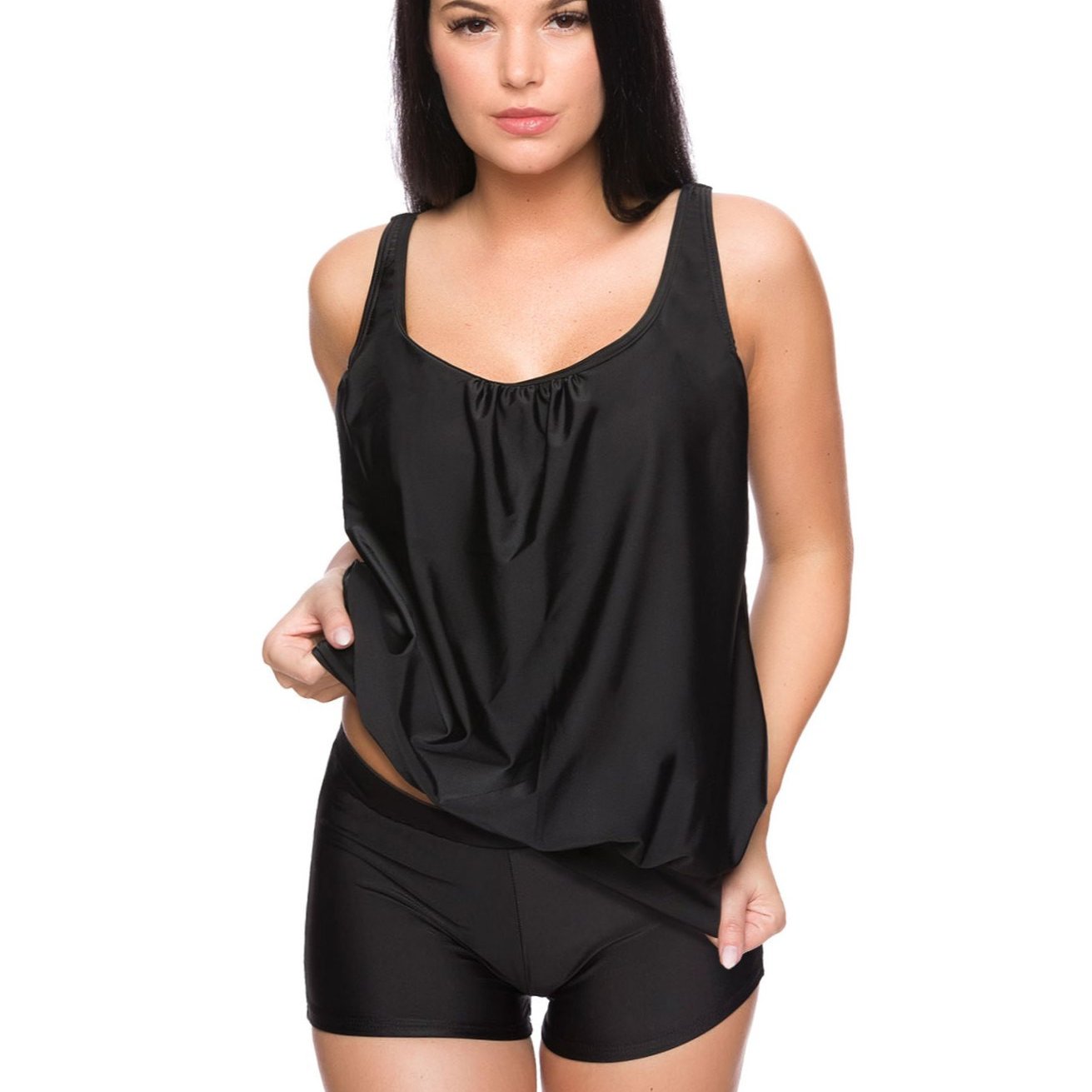 Women's Tankini 2pcs Oversize Top And Board Shorts, Size 48, 4xl, Cup B/c (g-1484-hp1-zh-15)