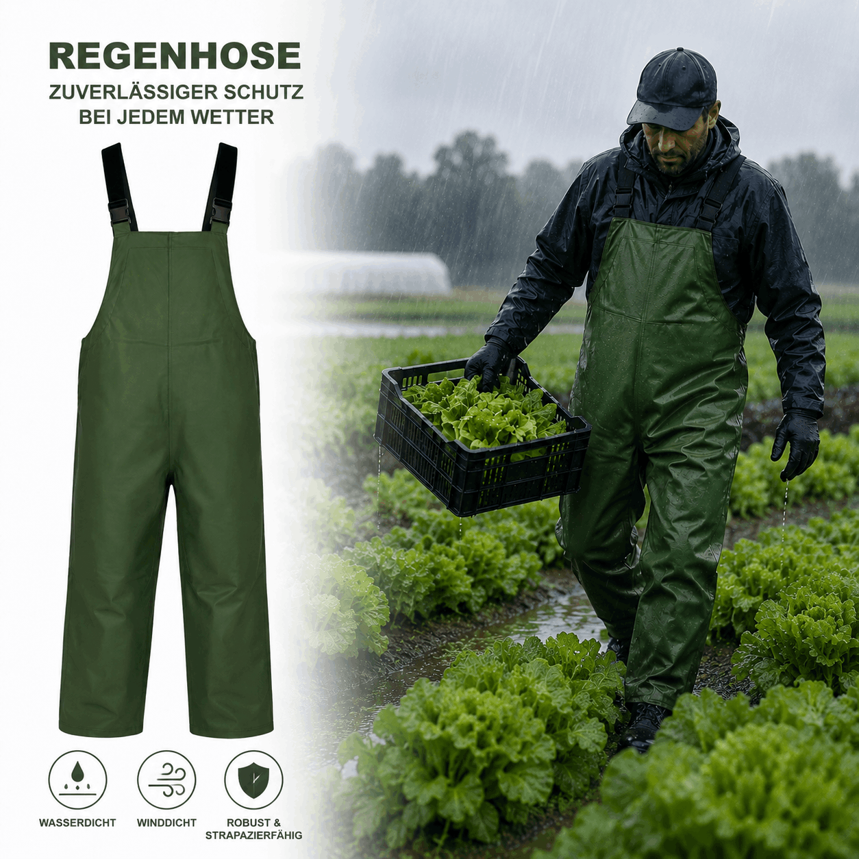 Image of Rain Trousers Puerto Striped | Waterproof Work Trousers | Elastic Polyurethane (pu) | Tear-resistant, Abrasion-resistant | Welded Seams | Outdoor Work Clothing Rainwear For Construction