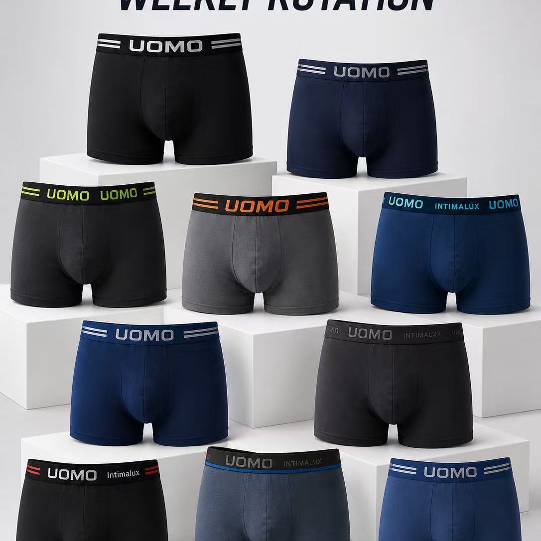 TEMU Paquete de 10 bóxers para hombre, paquete de rotación semanal, colores surtidos , ropa interior y transpirable para uso diario