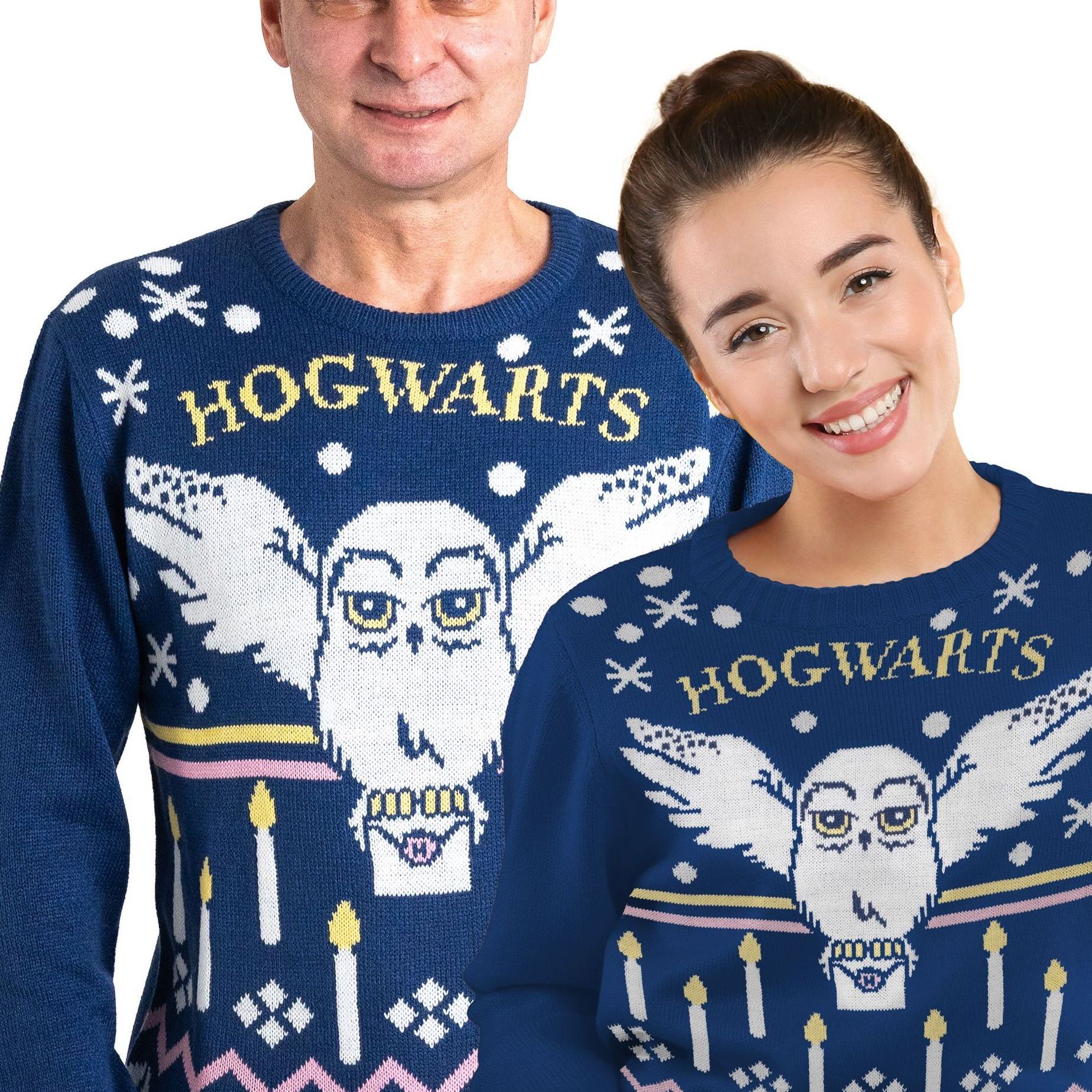 Image of Harry Potter Winter Sweater Unisex - Hedwig Owl Winter Knit Pullover Sweatshirt Ugly Sweater For Blue