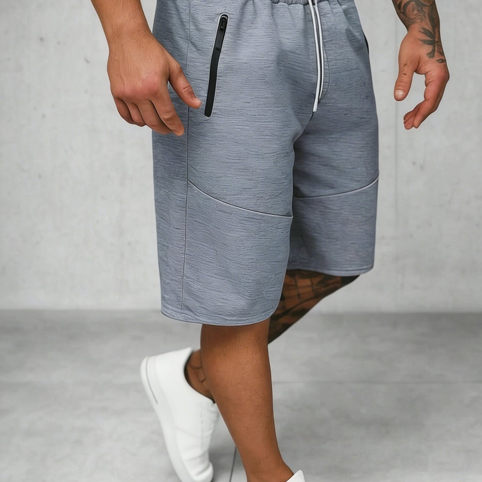 Men's Sports Shorts With Zippered Pockets - Elastic Waist With Drawstring, Loose Fit, Versatile For Workouts And Everyday Summer Styling