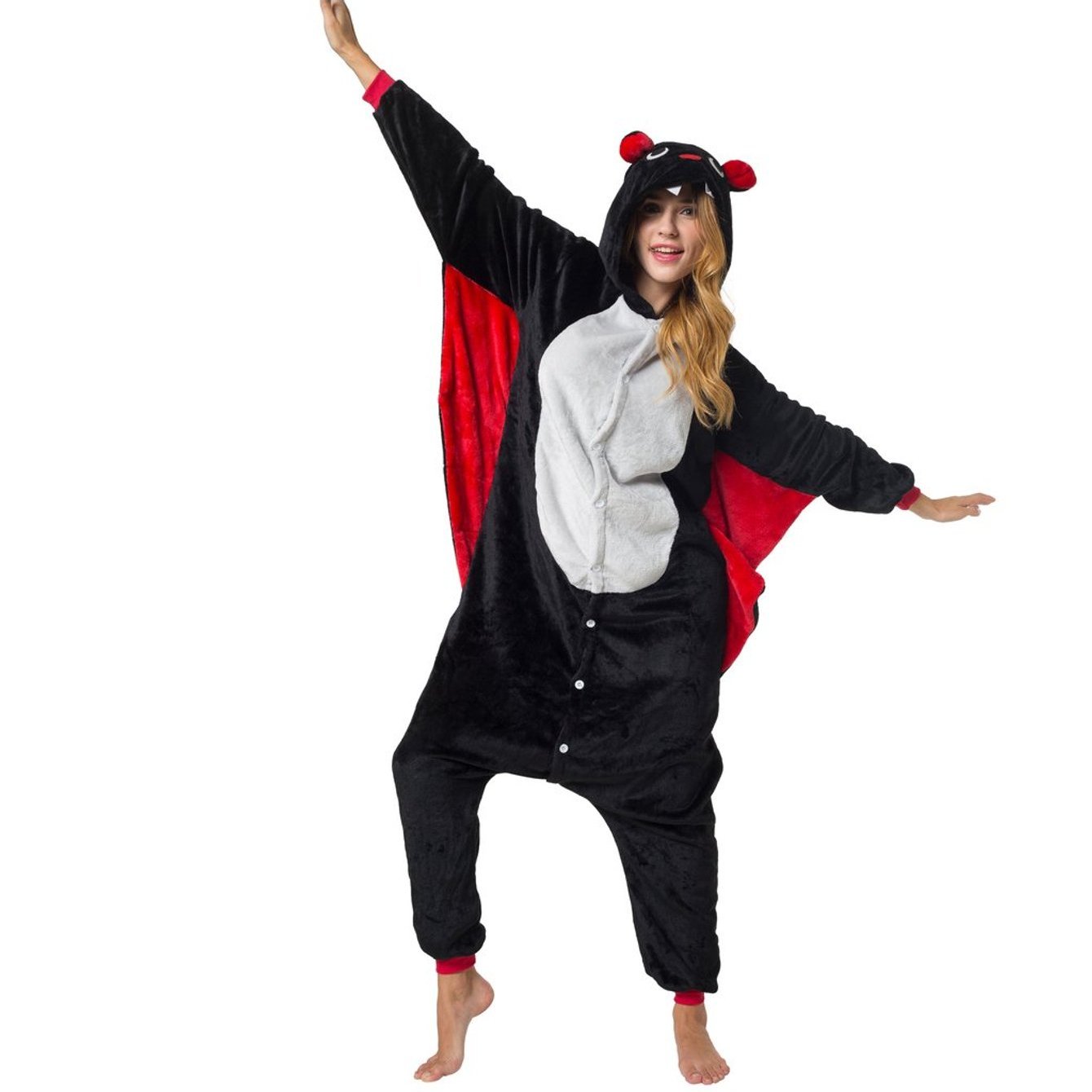 Image of Bat Costume For Women, Men, Adults - Carnival, Halloween, Onesie, Full-body Jumpsuit, , Plush Animal Costume