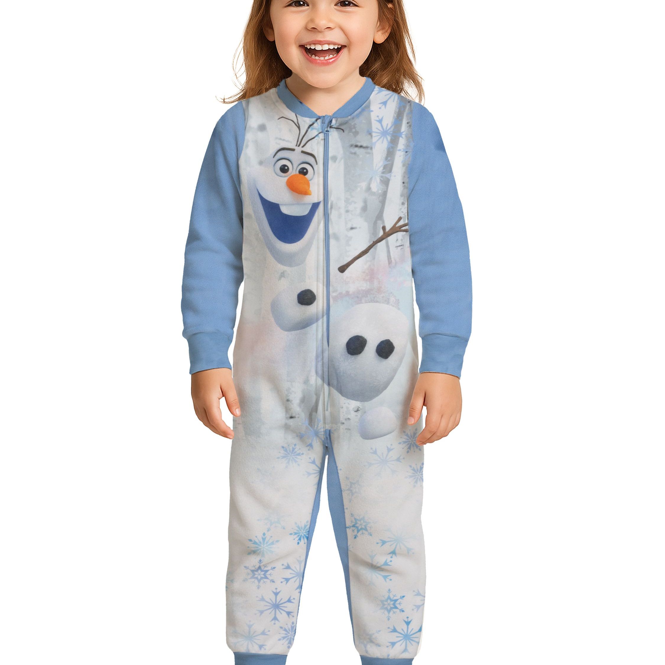 Image of Frozen Jumpsuit For Girls - Frozen Overall Kids Pajamas Sleepwear White/blue