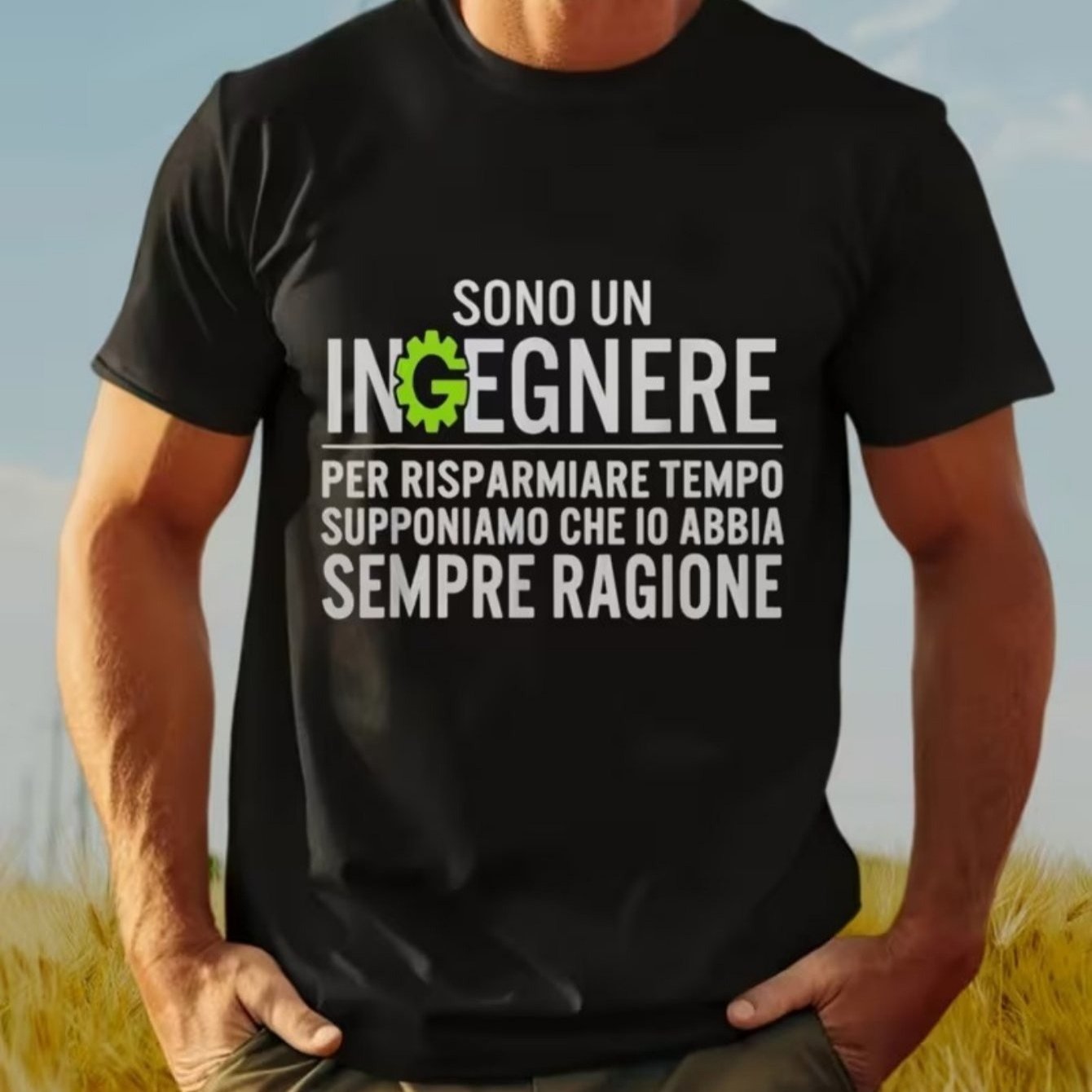 TEMU Men's T-shirt With Funny Print For Italian Engineers | Graphic T-shirt With Engineering Theme ""