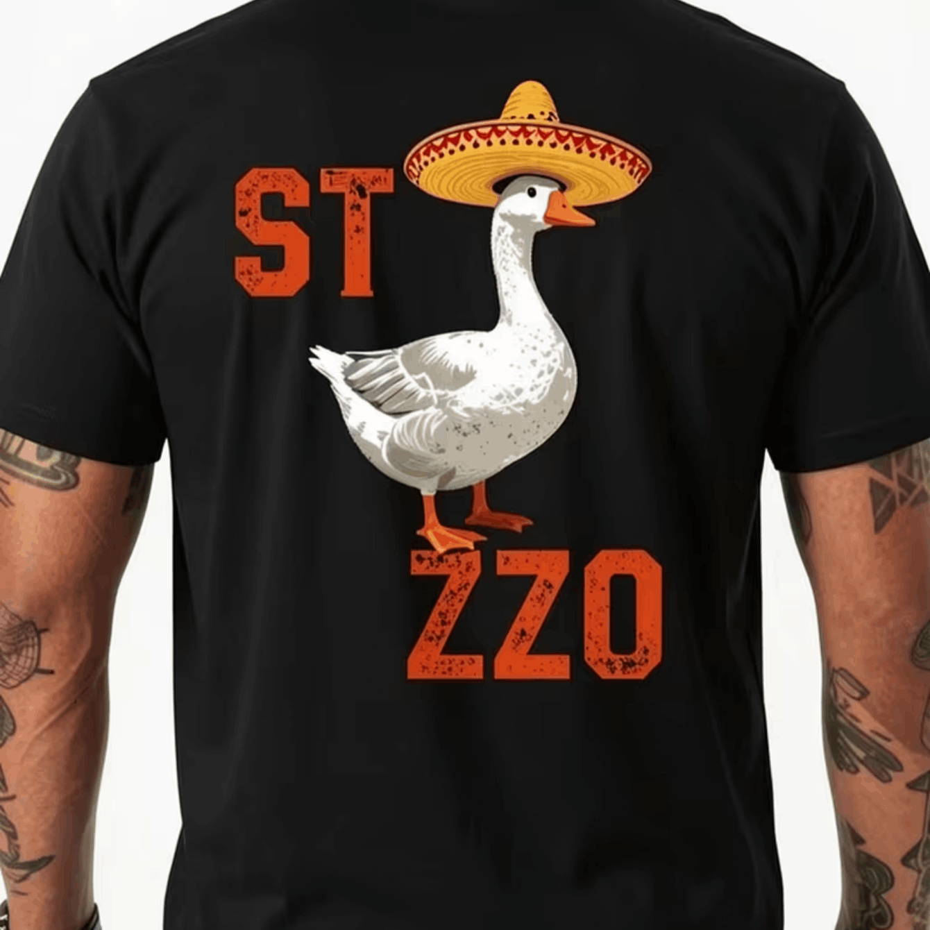 TEMU Men's Italian-themed Goose Print T-shirt. The Back Features Of The Italian Flag (green, White, Red) Along With Goose And Funny Text. Soft And