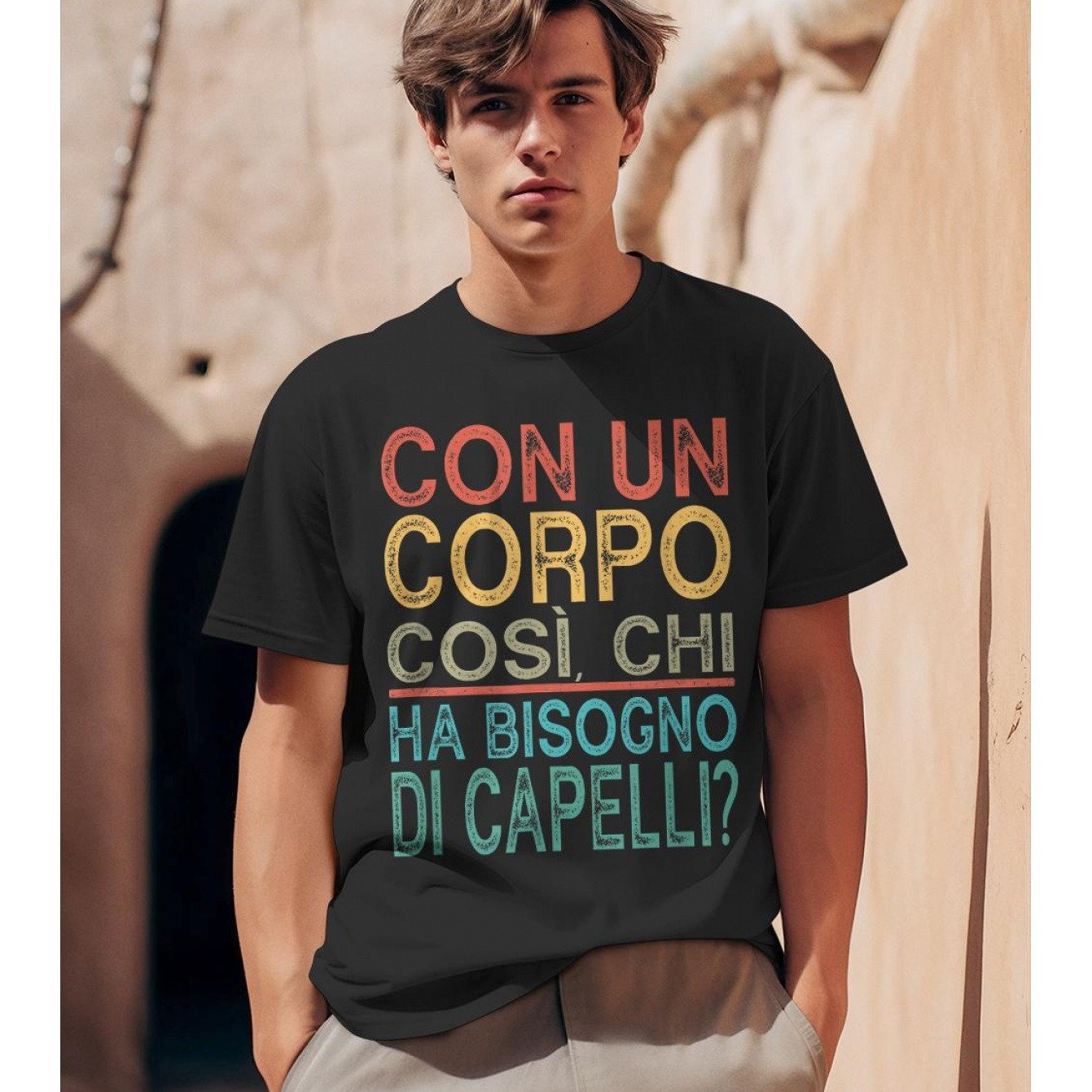 TEMU Con Un Corpo Cos穫, Chi Ha Bisogno Dei Capelli? - Maglietta Divertente, 180g
