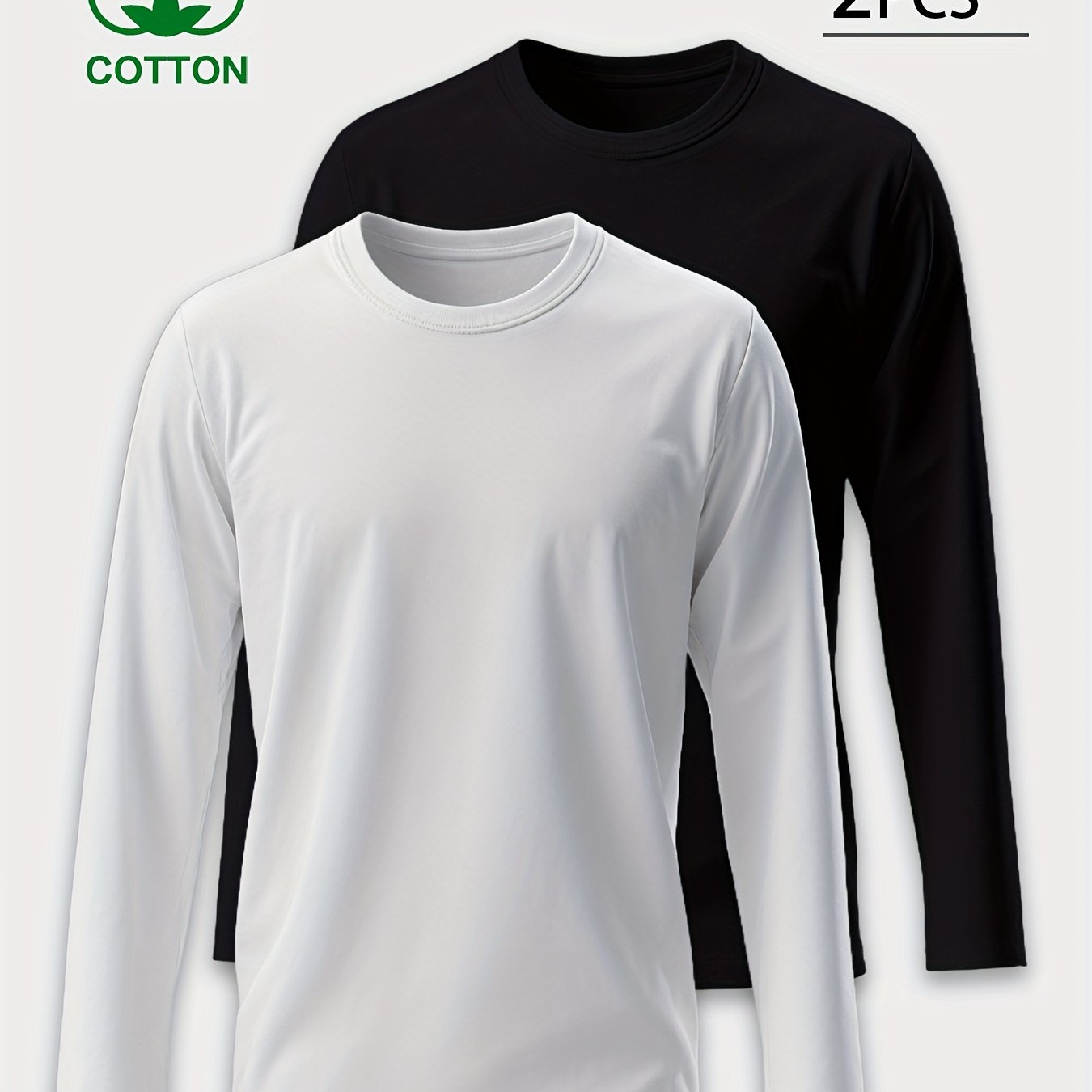 TEMU 2pezzi T-shirt a maniche lunghe 100% cotone ���� design a , per l', stile casual con vestibilit� regolare, disponibili nei colori e . Ideali per