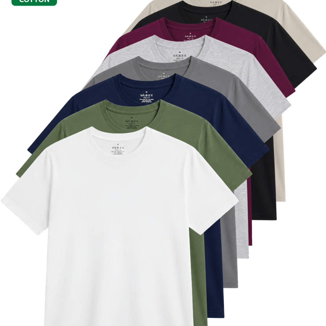 TEMU 8pz Magliette Unisex 100% Cotone, Colori Assortiti , , Sabbia, , Blu Navy, Grigio Scuro, Grigio Chiaro e Verde Militare, , Tessuto , Traspirante