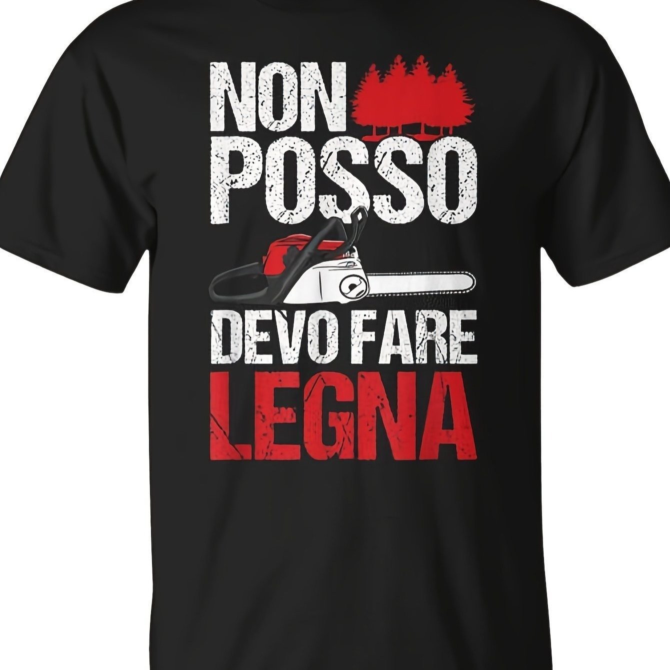 TEMU Maglietta Divertente da Taglialegna - Motosega e Testo in - con Stampa - Tema Macchinari Pesanti per di Taglio Legno, Campeggio, Regali -
