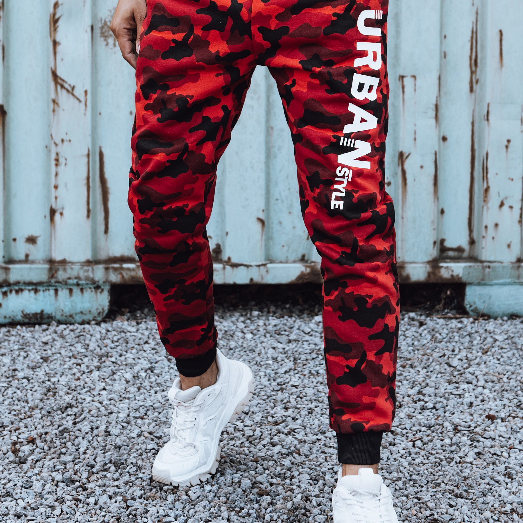 Image of Men's Sporty Joggers With Print And Camo Pattern, Sweatpants With Pockets And Cuffs, Casual Streetwear Pants For Everyday, Comfortable Clothing For , Training And Outdoor Activities, 4444