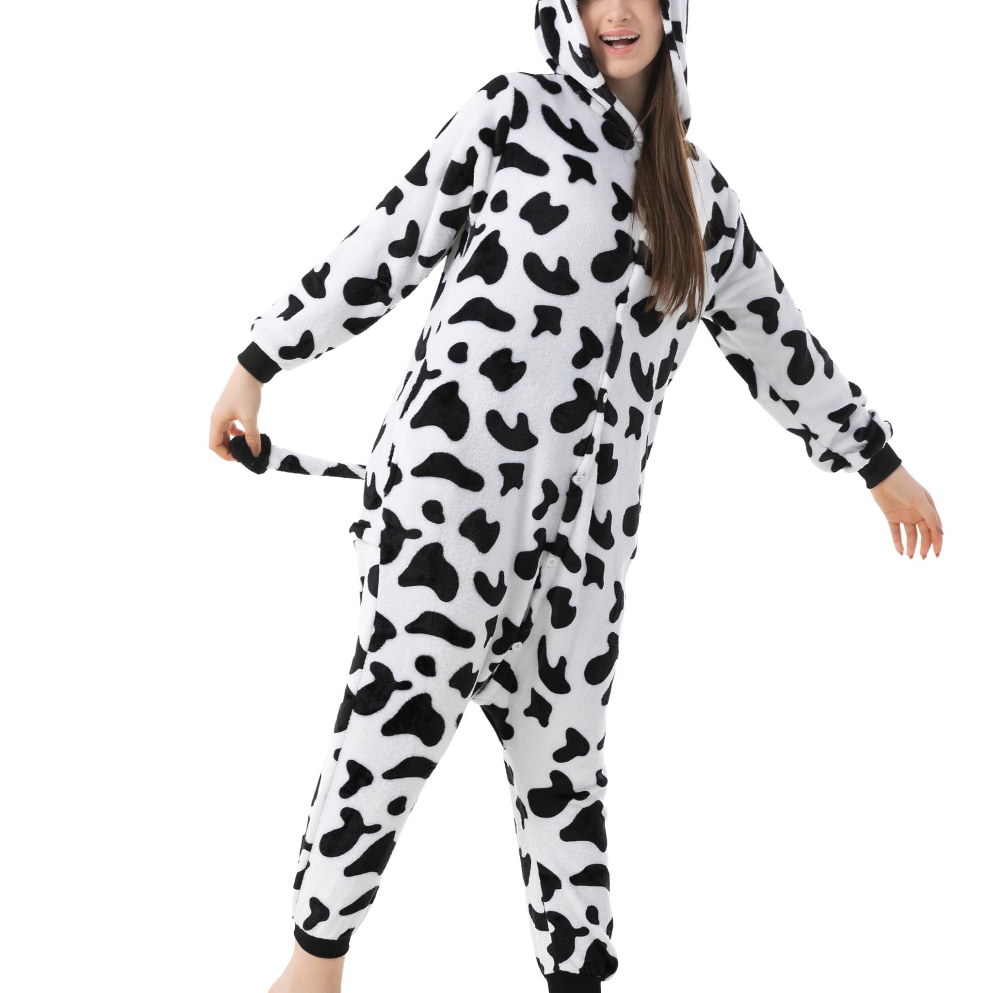 Image of Cattle Costume Ladies Gentlemen Adults Men Women Carnival Halloween Onesie Overall Full-body Suit Jumpsuit Carnival Costume Costume Animal Costumes Plush Costumes