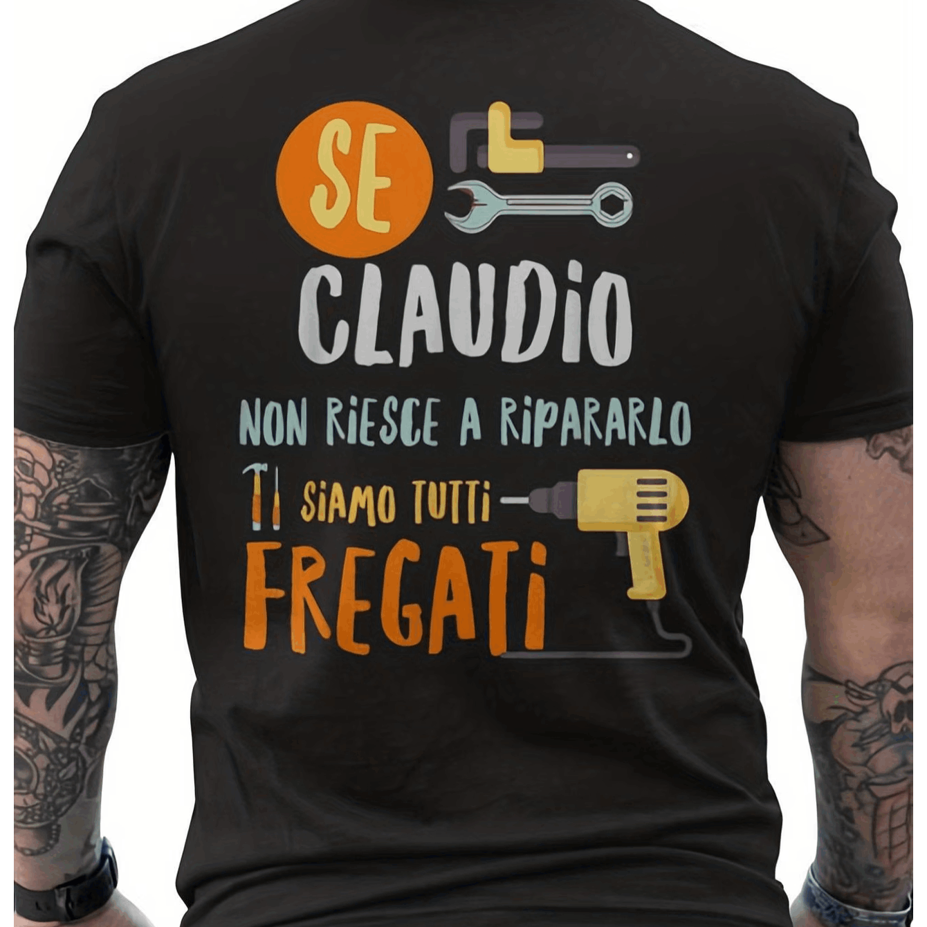 TEMU Maglietta Divertente per Meccanico - "Se Non Riesce A Riparalo" (Se Non Riesce A Ripararlo) Stampa Posteriore con Icone di Attrezzi, Regalo Fai
