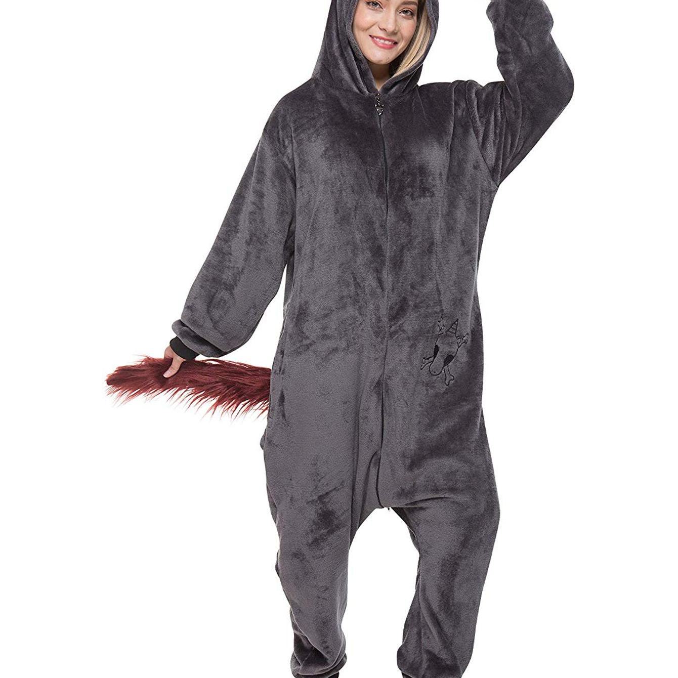 Image of Black Unicorn Costume For Women, Men, Adults - Carnival, Mardi Gras, Halloween Onesie, Full-body Jumpsuit, , Plush Animal Costume