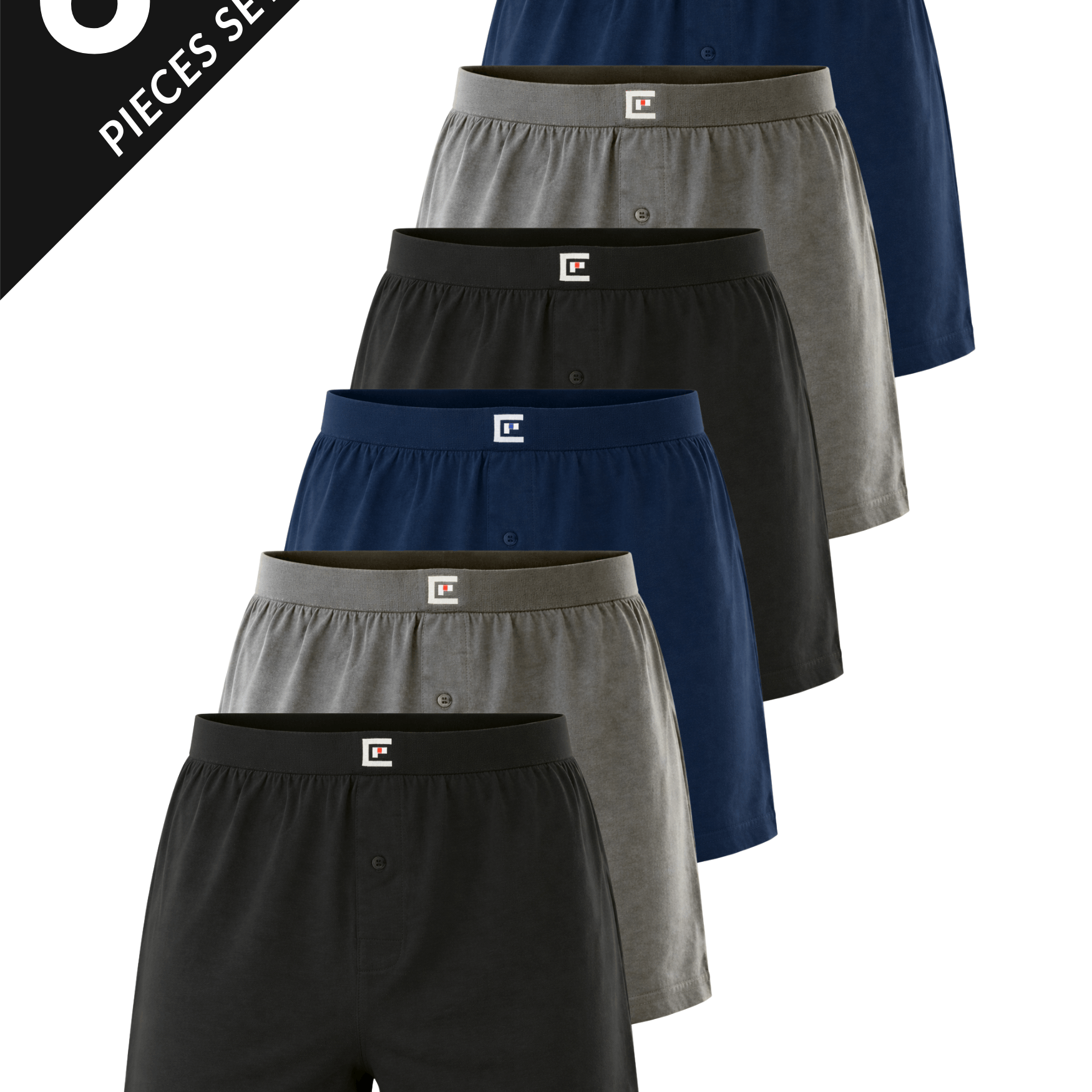 TEMU 6 Pack Mens Boxers Loose Fit – 100% Cotton Boxer Shorts In Blue – Comfortable Relaxed Fit With Button Fly & Soft Elasticated Waistband –