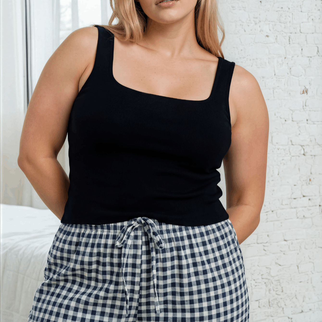 Image of Women's Plus Size 100% Cotton Light Thin Material Breathable Soft Comfortable Loose Fit Checkered Pajama Pants Lightweight Lounge Sleepwear For Women Wear Summer Nightwear 2xl 3xl 4xl 5xl Relaxed Fit