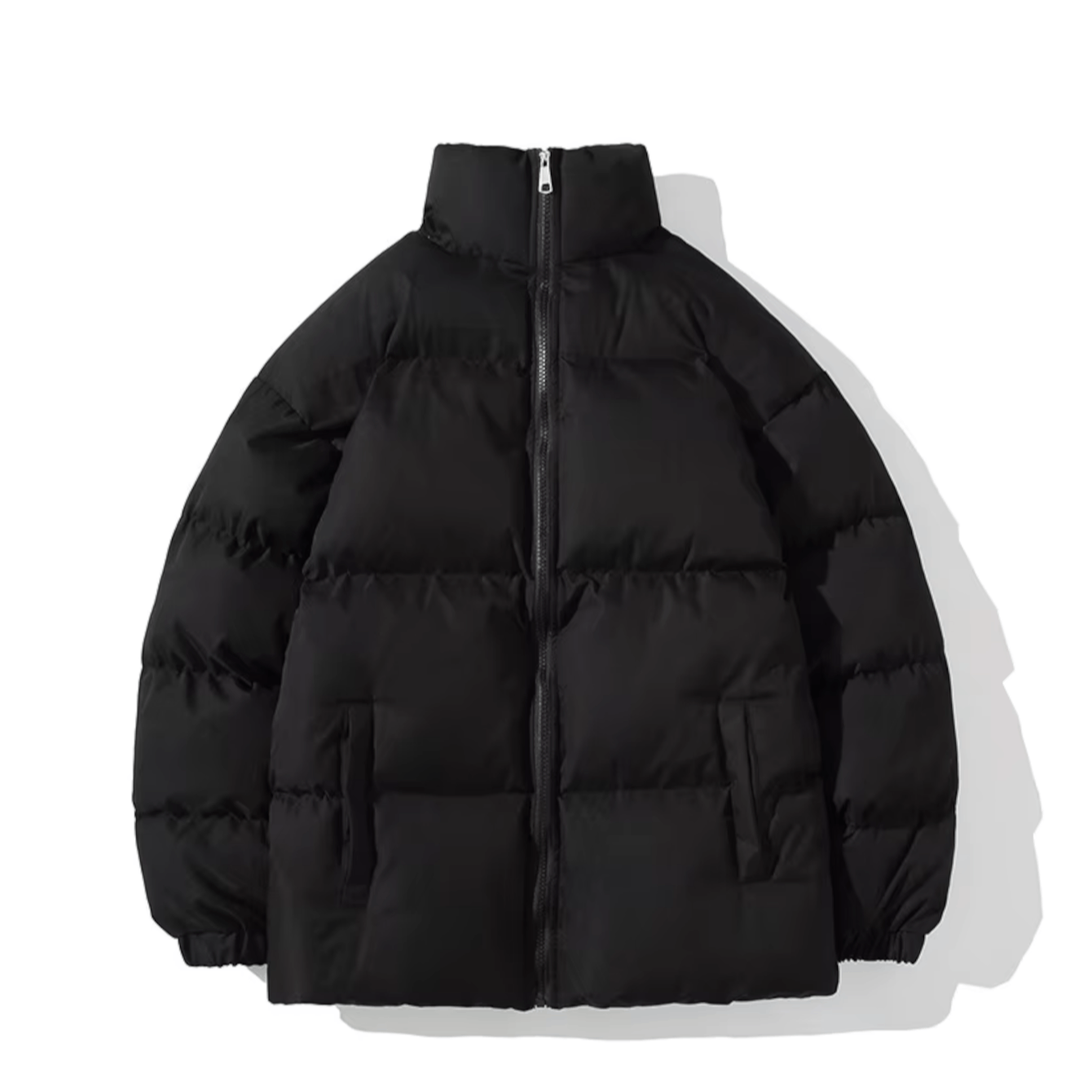 Men's Autumn Winter Quilted Coat Jacket - - Black